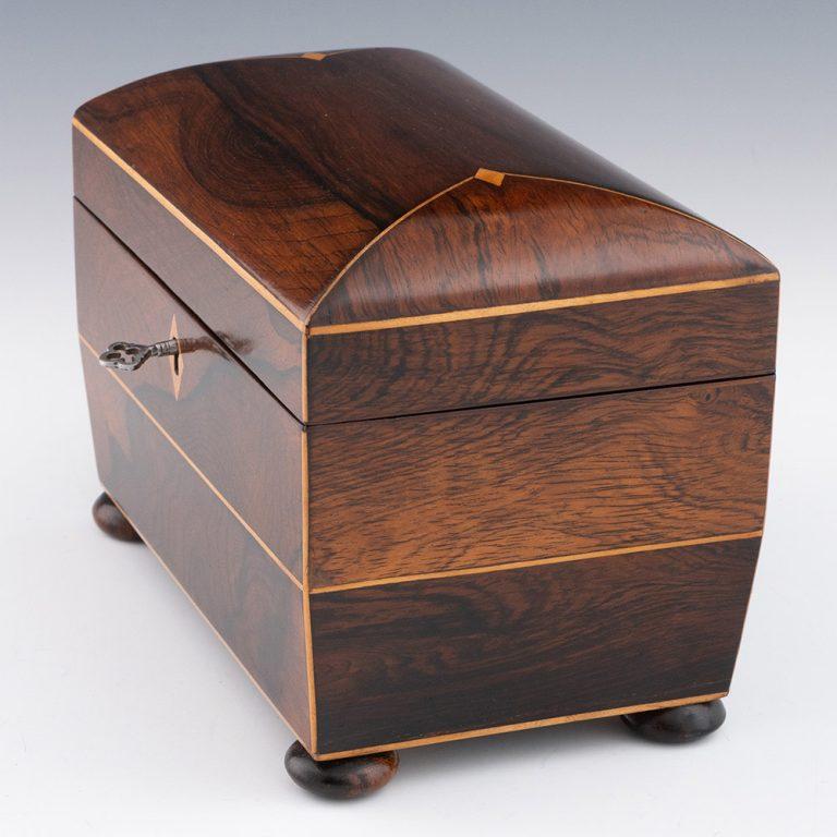 Wood Regency Tea Caddy of Sarcophagus Form c1820 For Sale