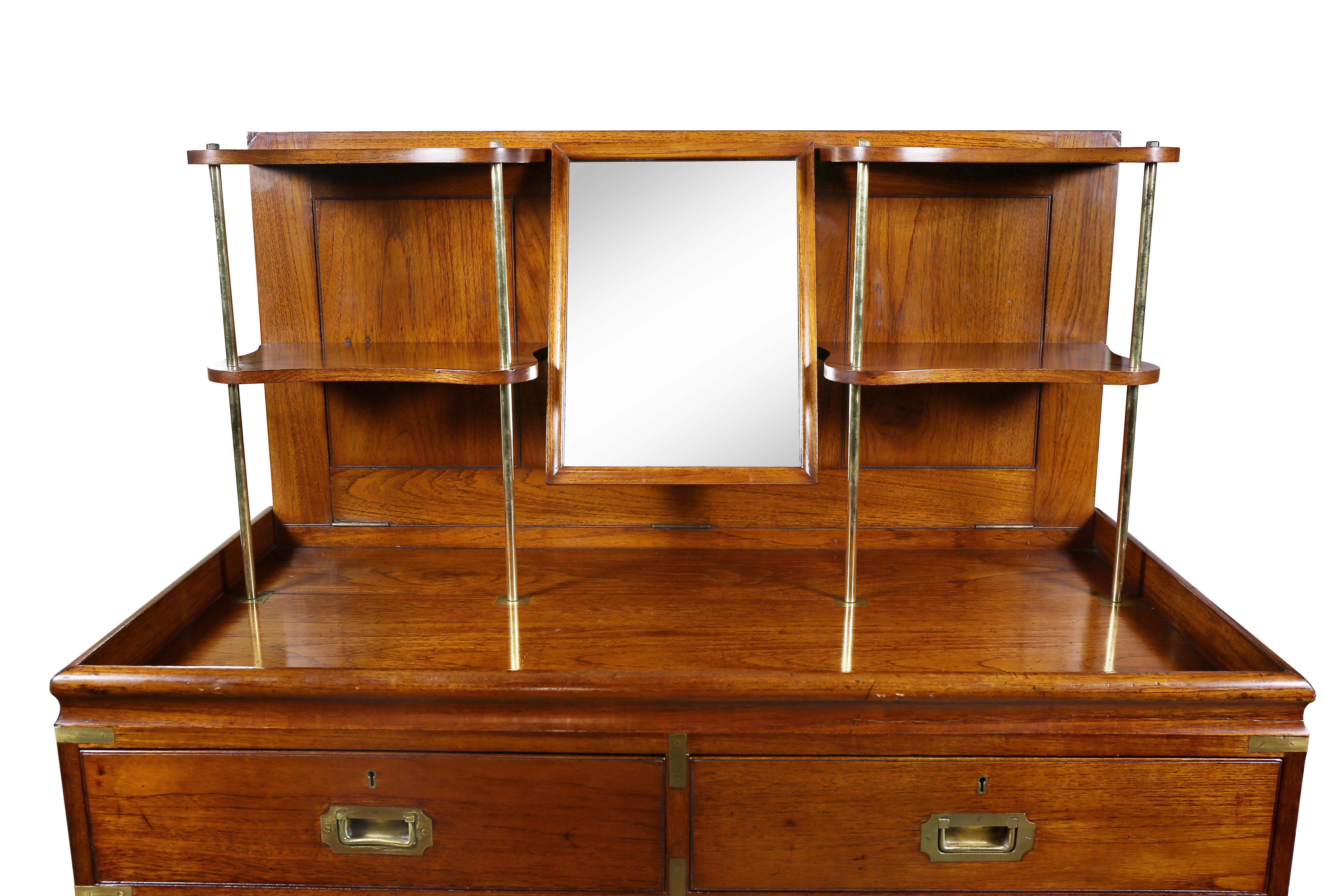 Regency Teakwood and Brass-Mounted Campaign Chest In Good Condition In Essex, MA