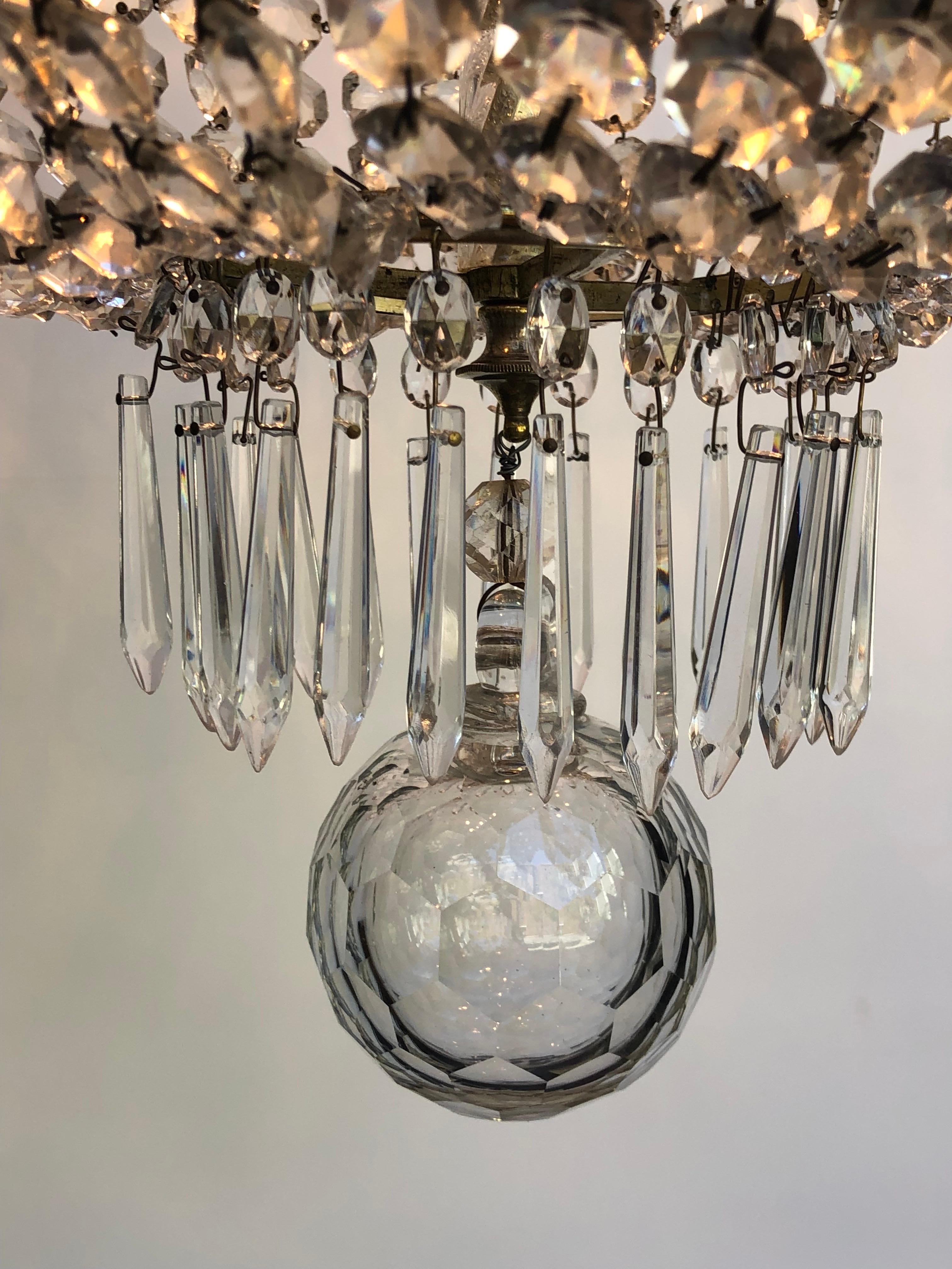 Regency Tent-and-Basket Silver Plate & Crystal Chandelier / Gasolier Eight Light For Sale 5