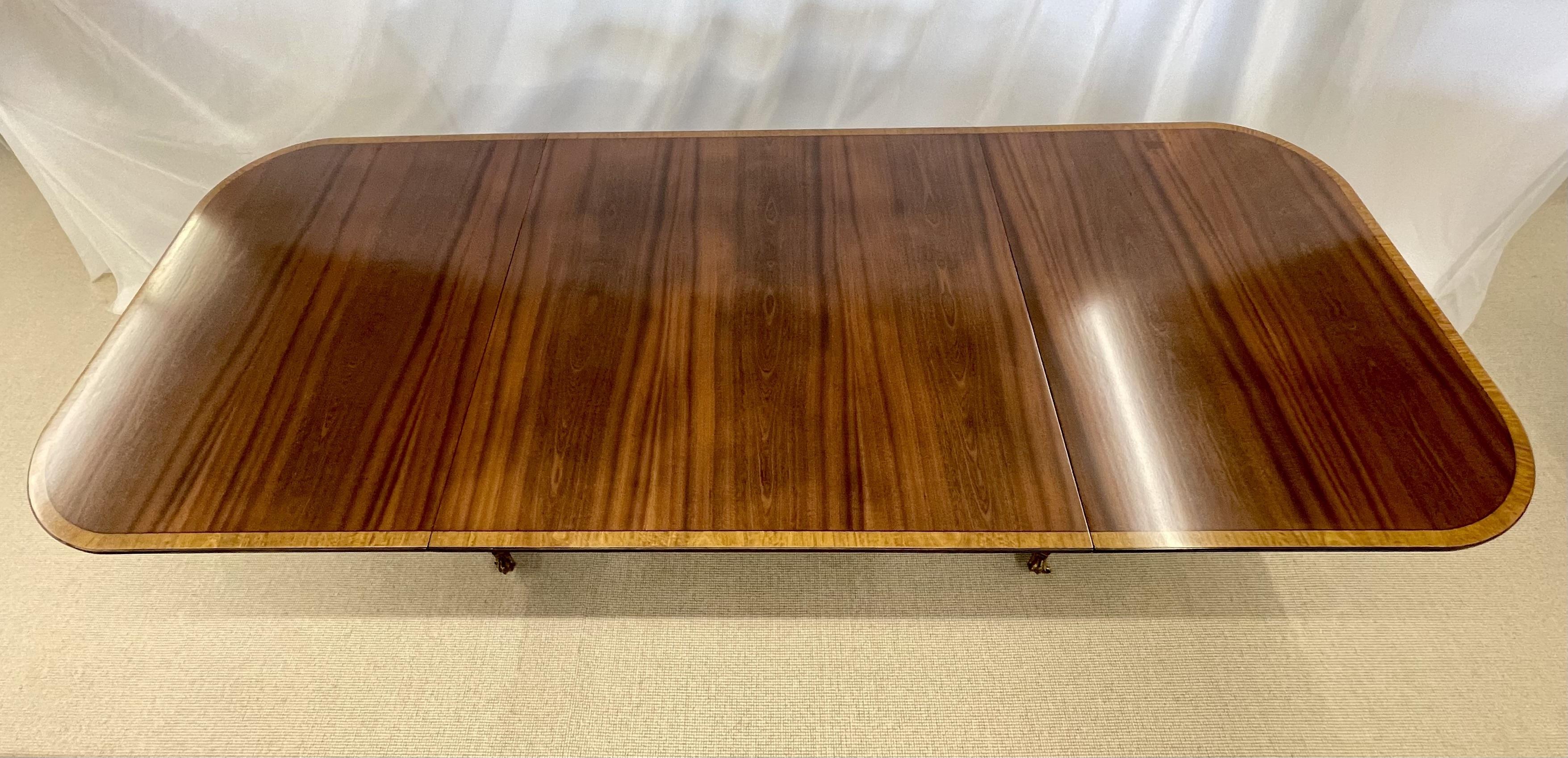 Early 20th Century Regency Three-Pedestal Tilt-Top Dining Table, Banded, 19th/20th Century
