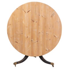Antique Regency Tilt-Top Table with Pine Top and Black-Painted Base