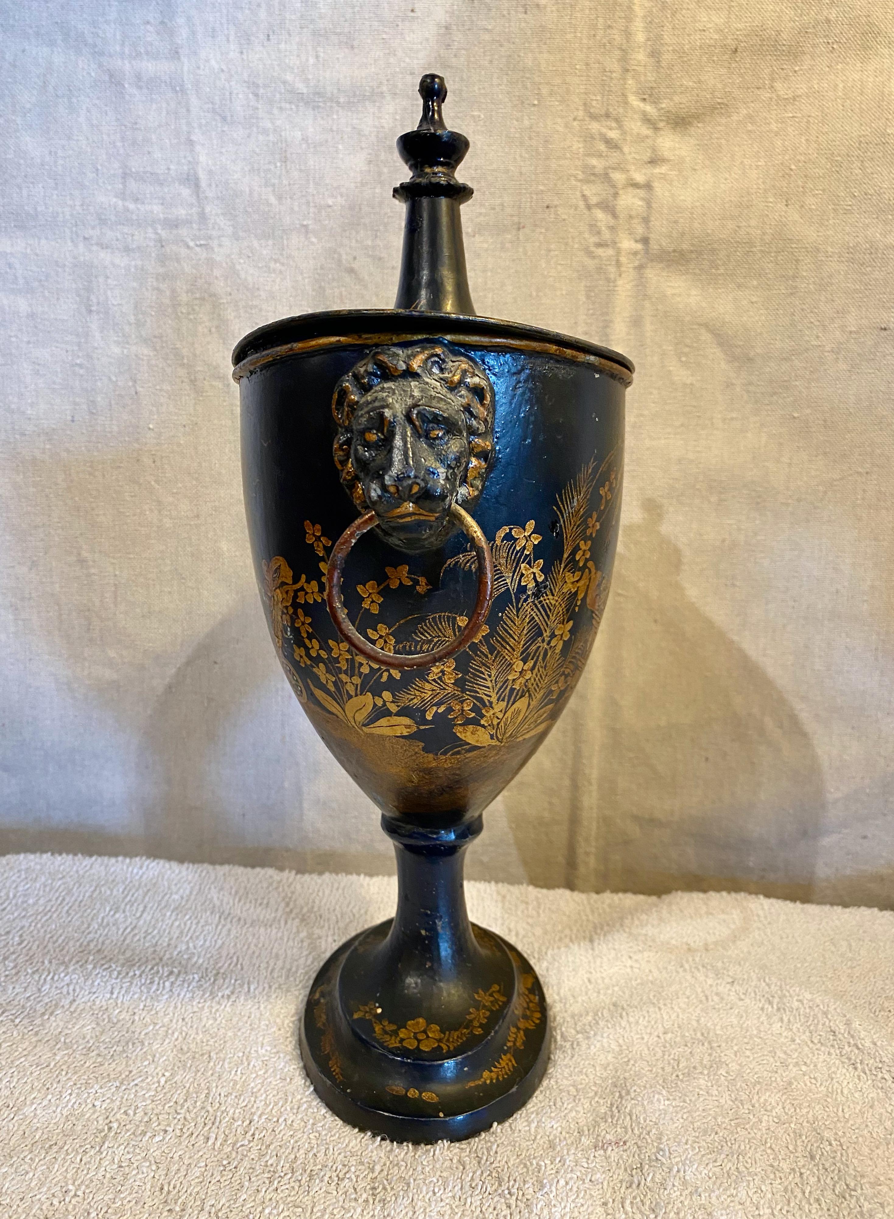 19th Century Regency Tole Chestnut Urn For Sale