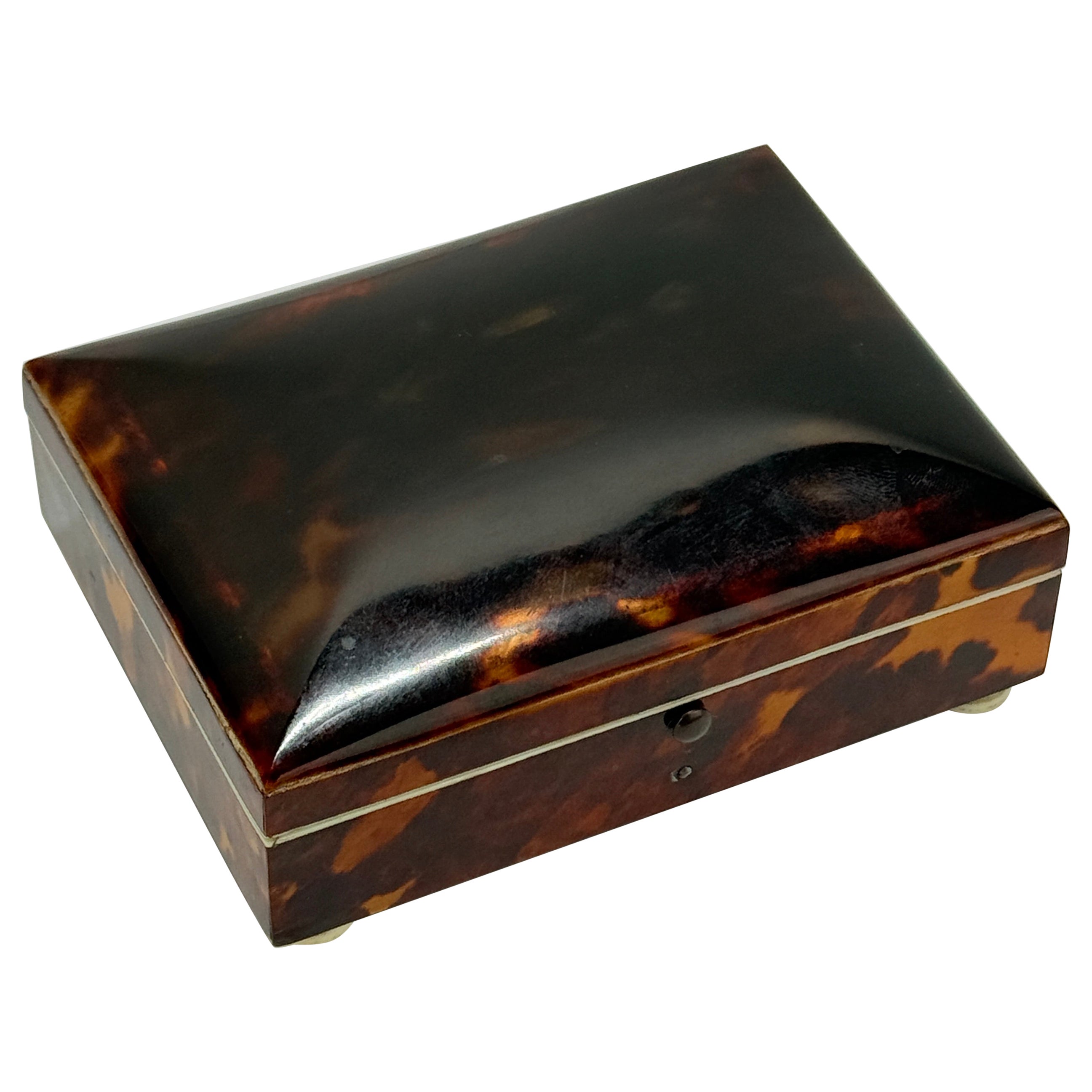 Regency Tortoiseshell-Veneered Cigar or Jewelry Case With Domed Lid C. 1810 For Sale