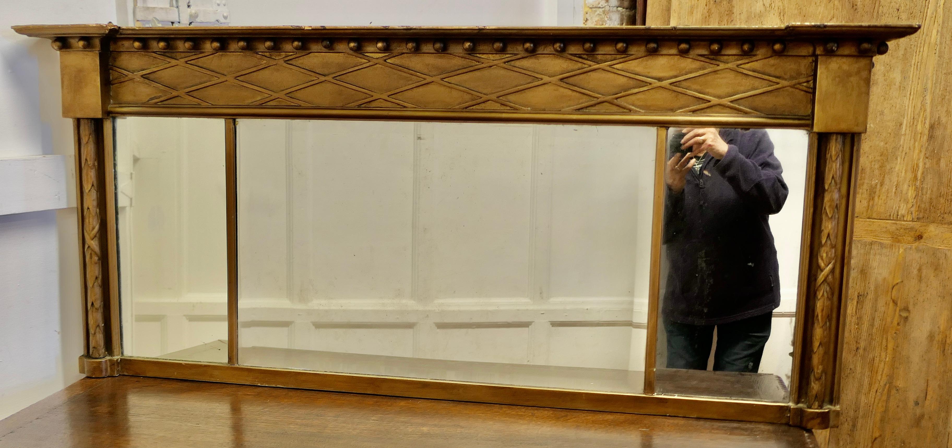 Regency Triple Plate Gilt Mirror or Over Mantle     In Good Condition For Sale In Chillerton, Isle of Wight