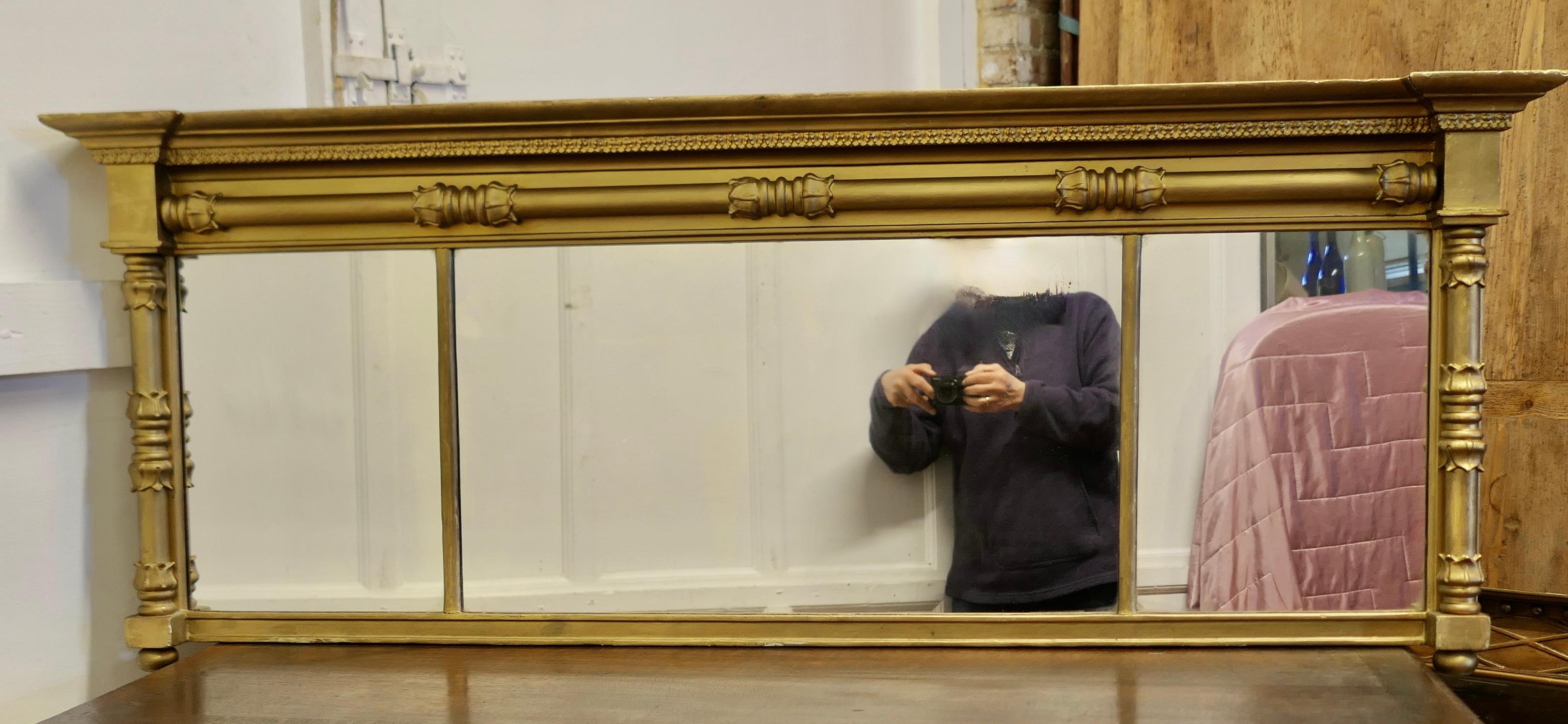Regency Triple Platte vergoldet Spiegel oder über Mantel (Vergoldetes Holz) im Angebot
