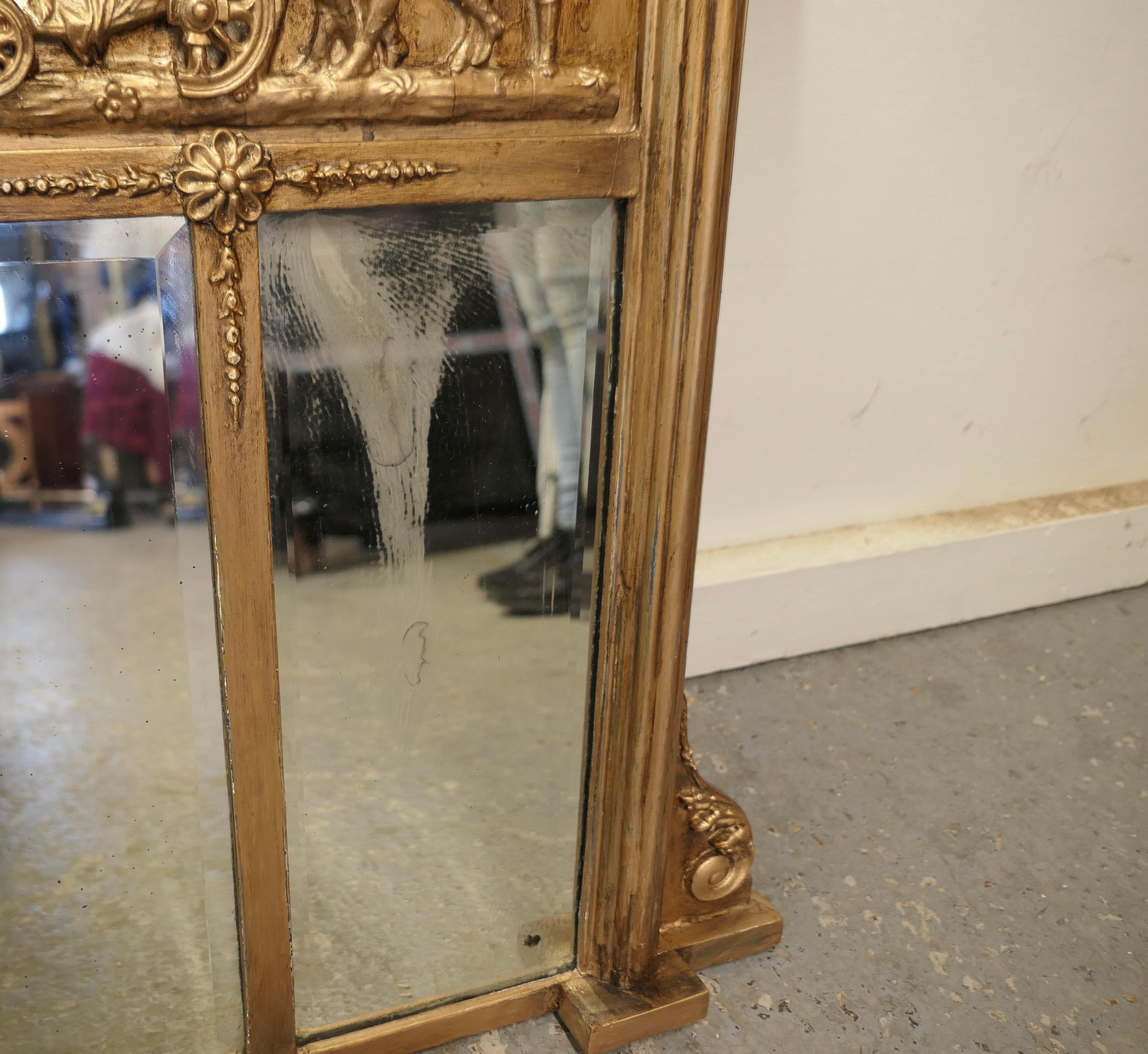 Regency Triple Plate Gilt Mirror or Over Mantle 4
