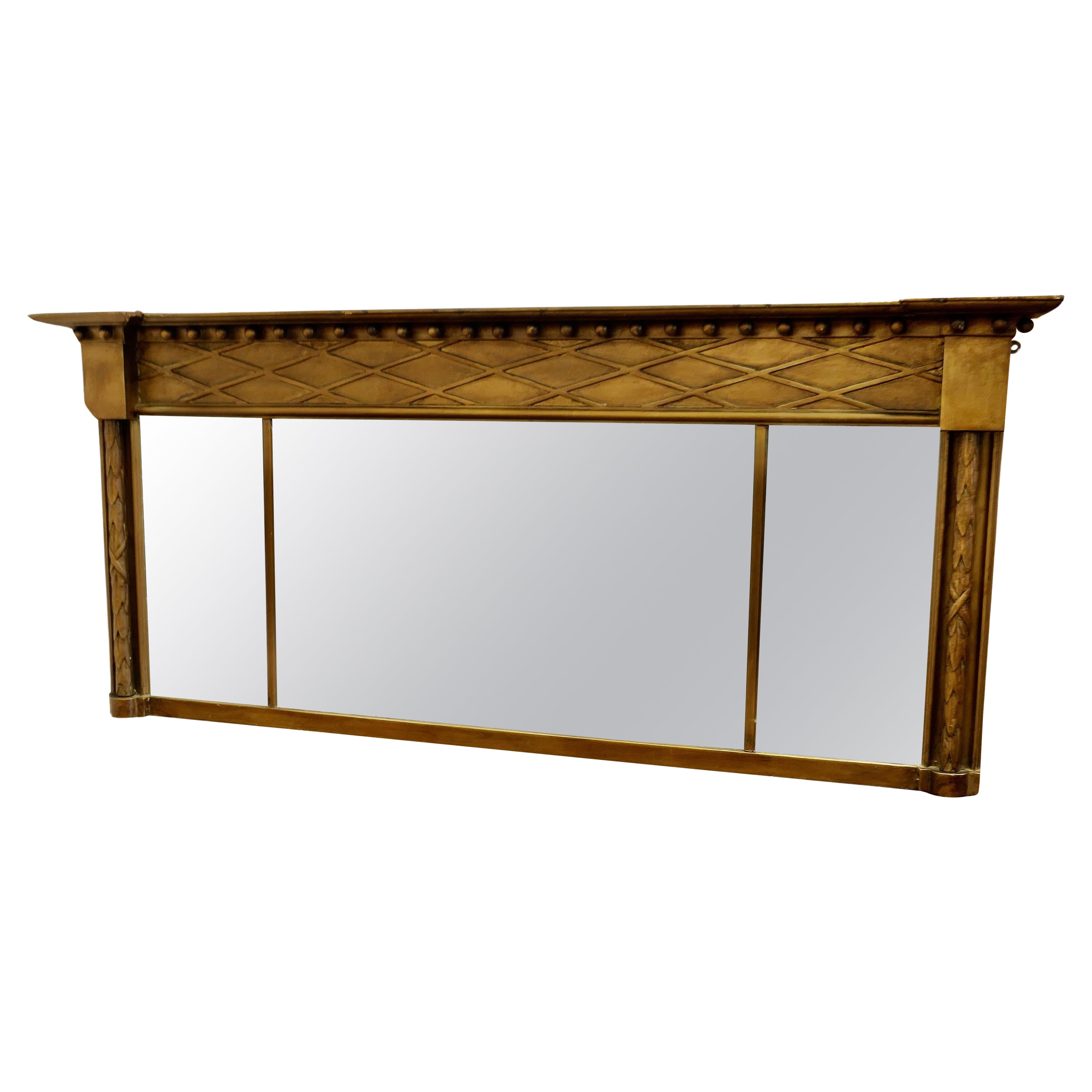 Regency Triple Plate Gilt Mirror or Over Mantle