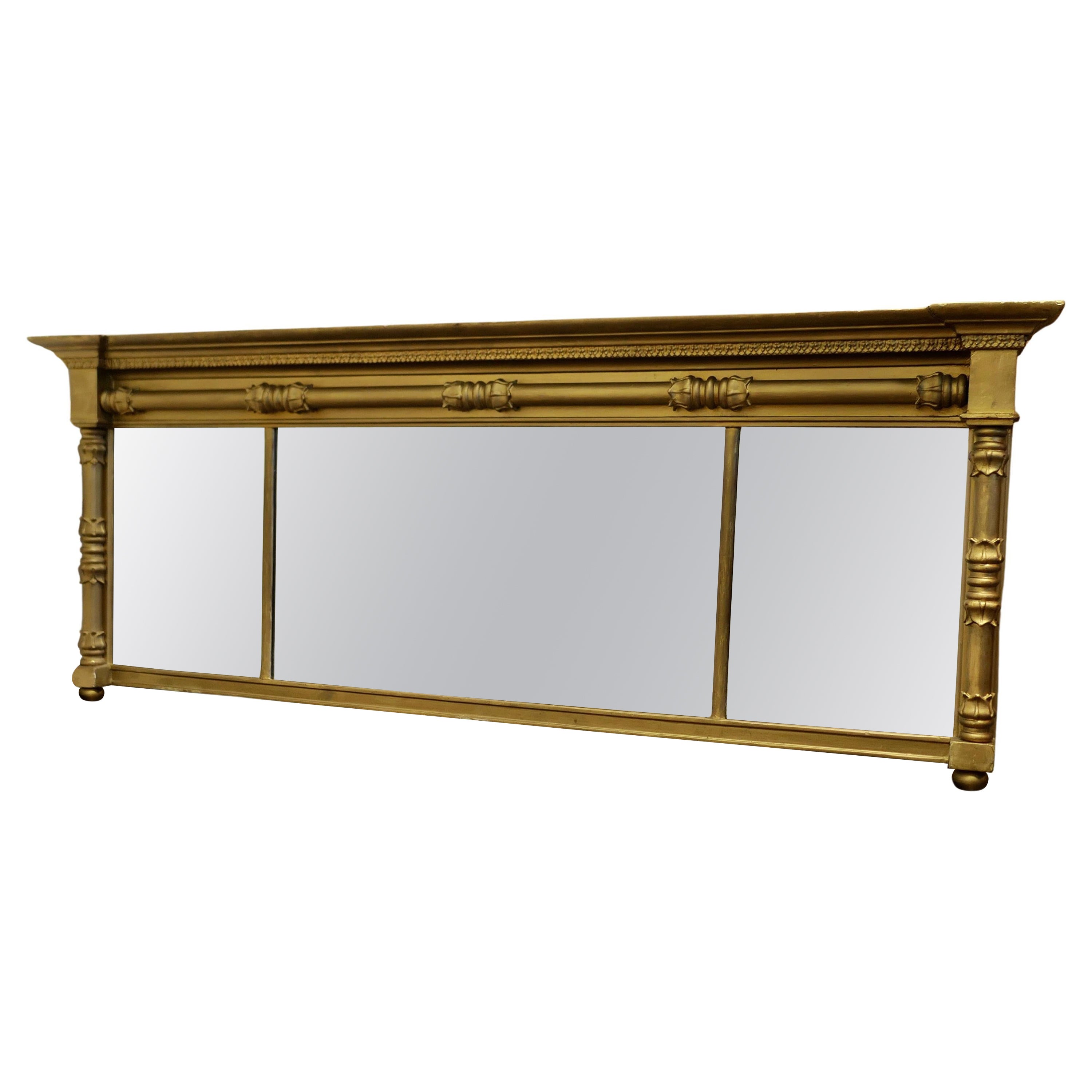 Regency Triple Plate Gilt Mirror or Over Mantle