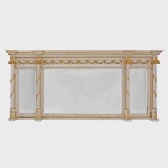 Regency triptych white painted gilt overmantle mirror