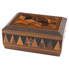 Antique Regency Tunbridge Ware Work Box with Cubework c1820