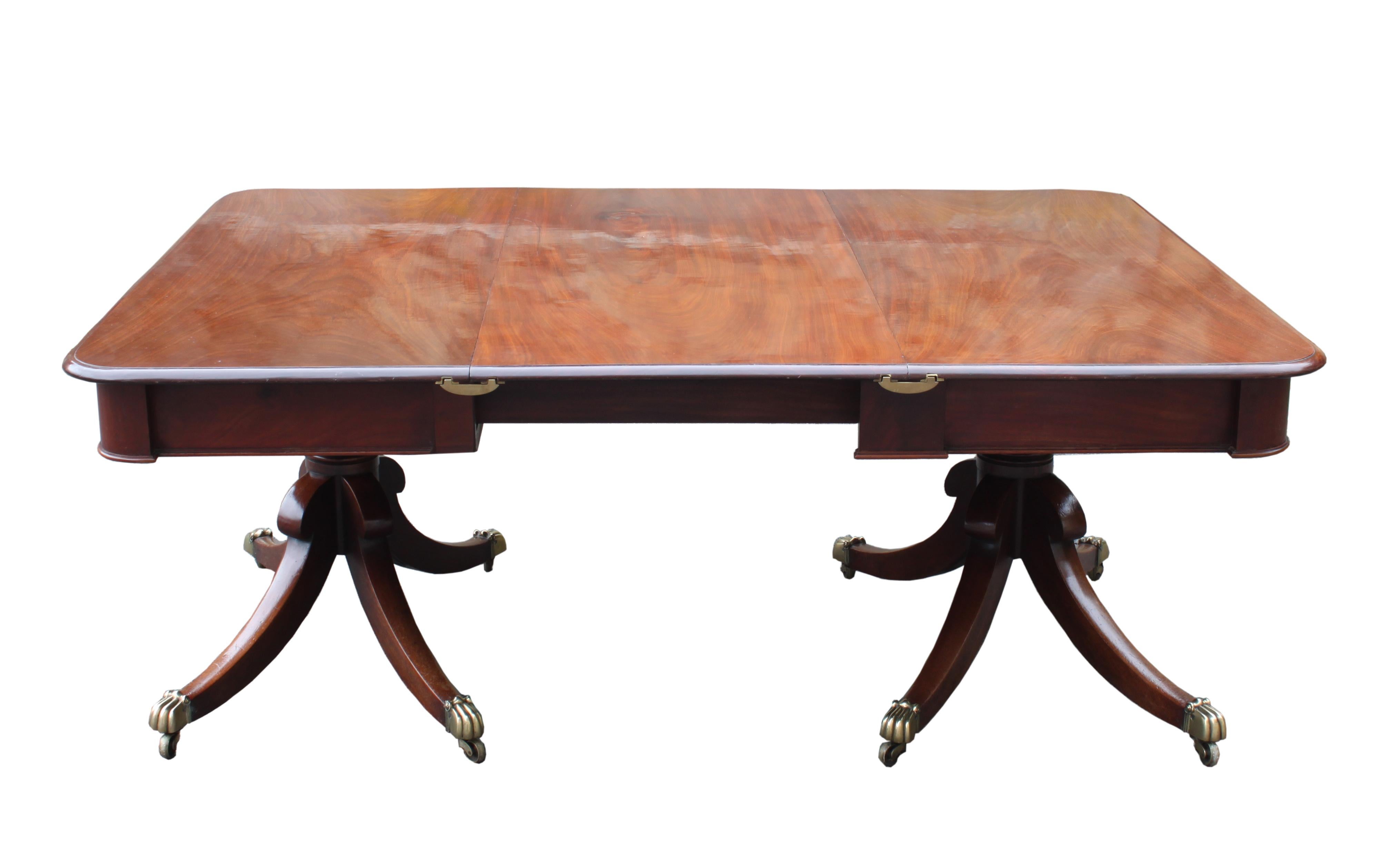 English Regency Twin Pillar Dining Table For Sale
