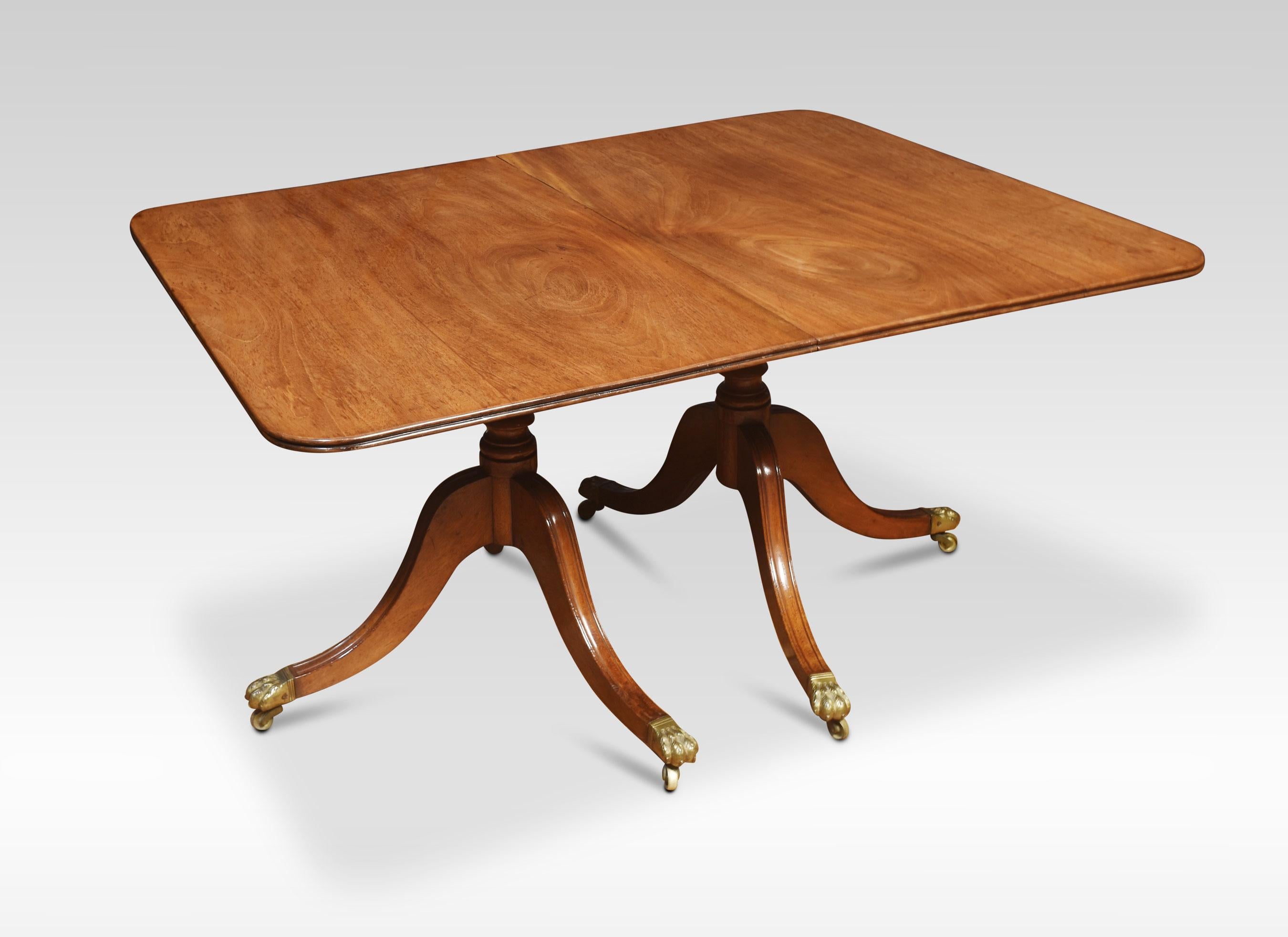 19th Century Regency Twin Pillar Dining Table For Sale