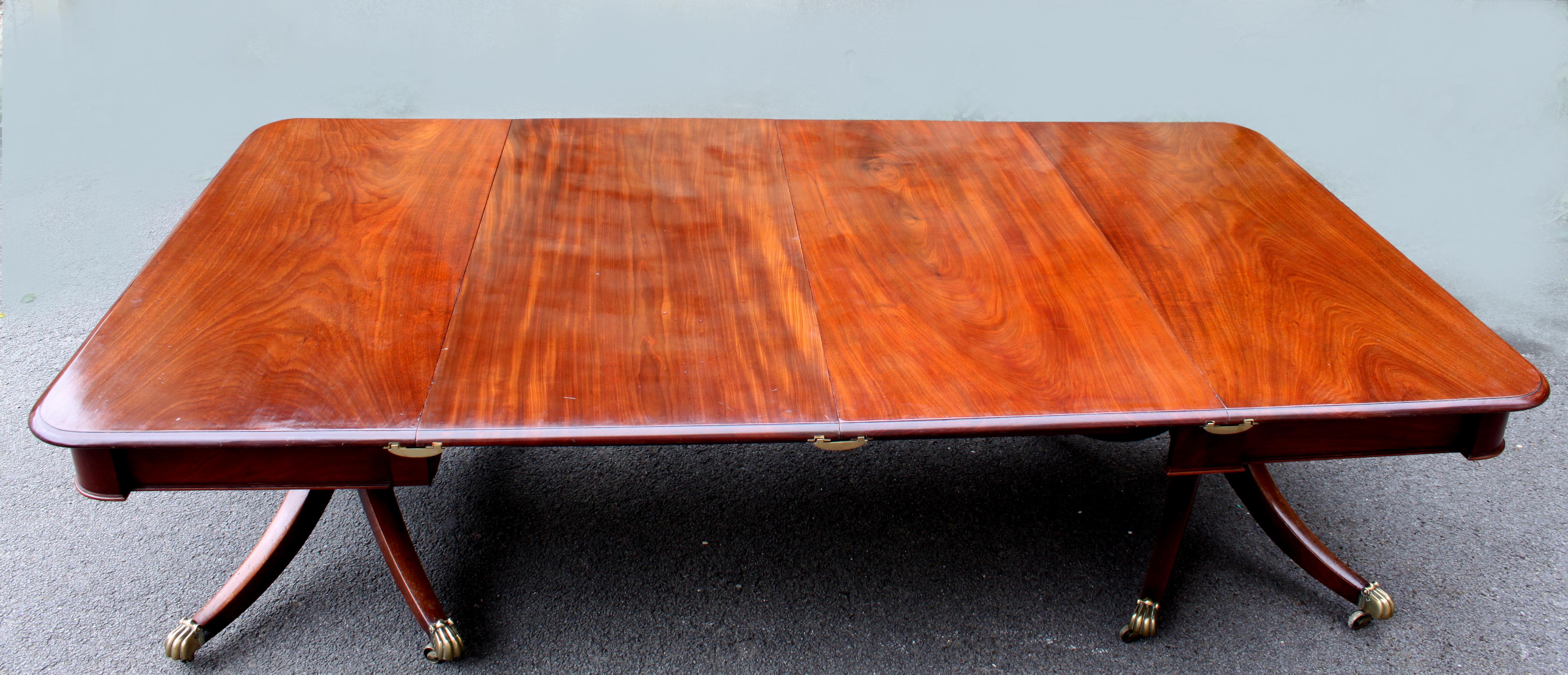 Early 19th Century Regency Twin Pillar Dining Table For Sale