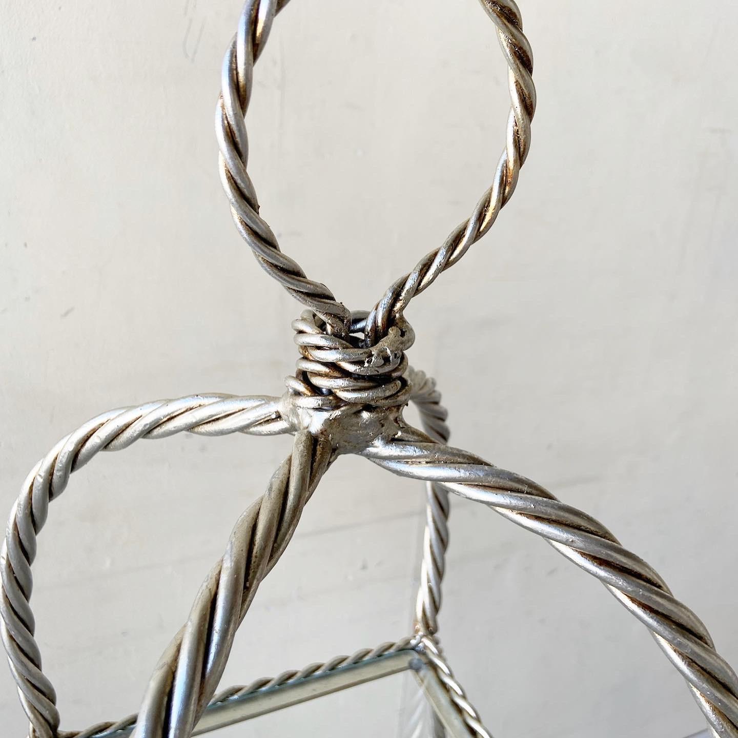 Regency Twisted Metal Rope 4 Tier Glass Shelf Etagere For Sale 2