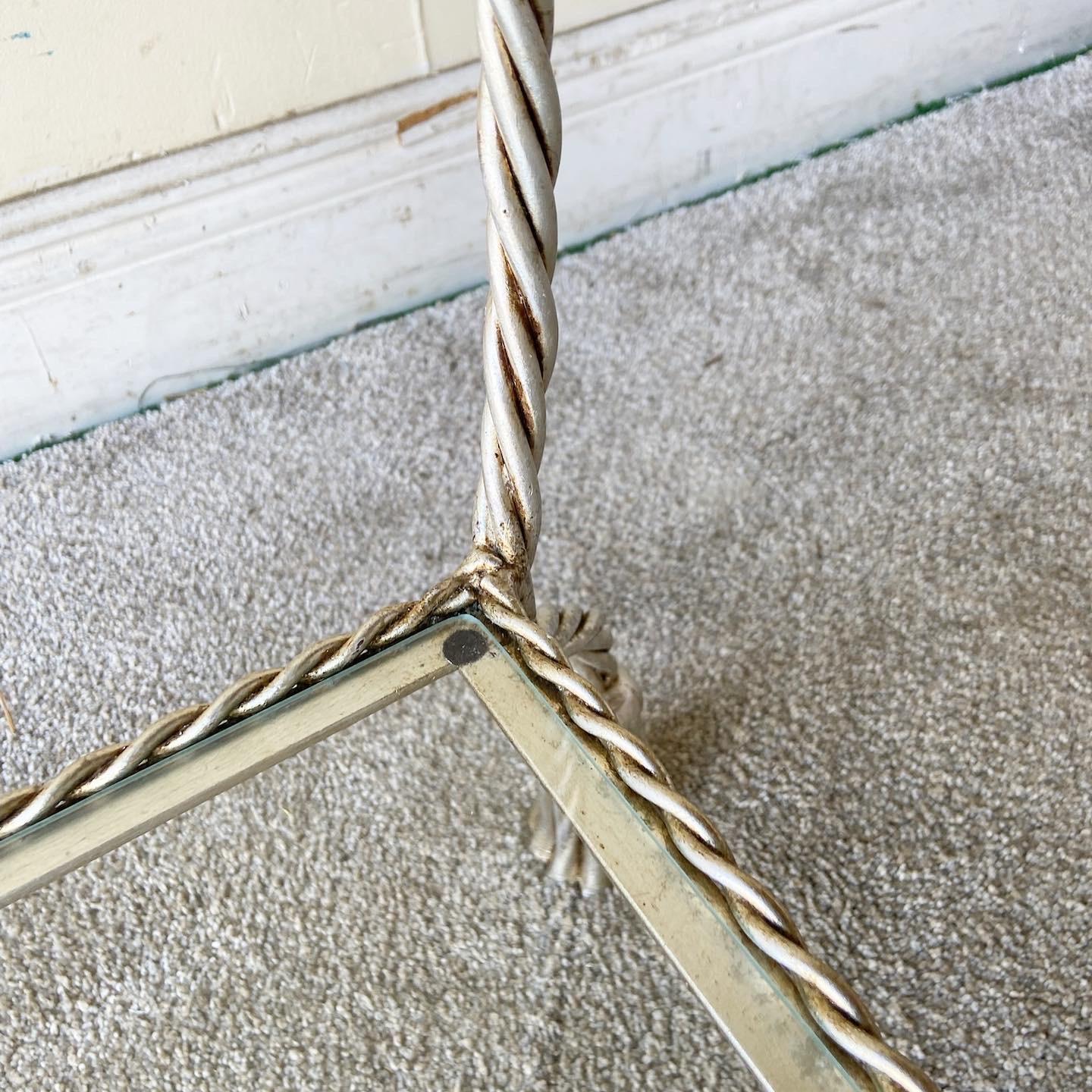 Regency Twisted Metal Rope 4 Tier Glass Shelf Etagere For Sale 5