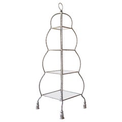 Regency Twisted Metal Rope 4 Tier Glass Shelf Etagere