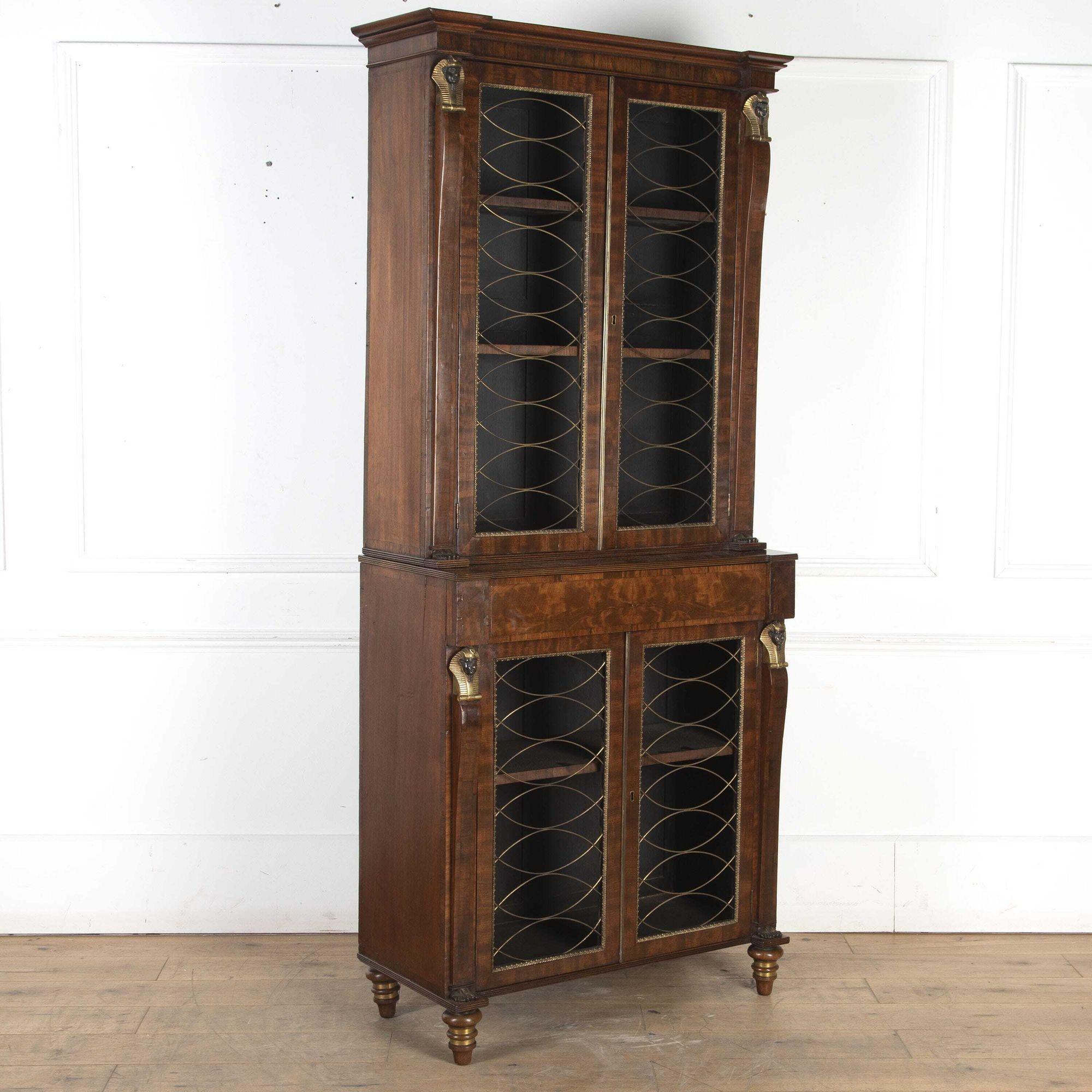 19th Century Regency Two Piece Bookcase