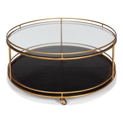 Regency Two-Tier Rolling Cocktail Table in Antique Gold