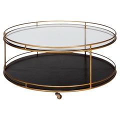 Regency Two-Tier Rolling Cocktail Table in Antique Gold