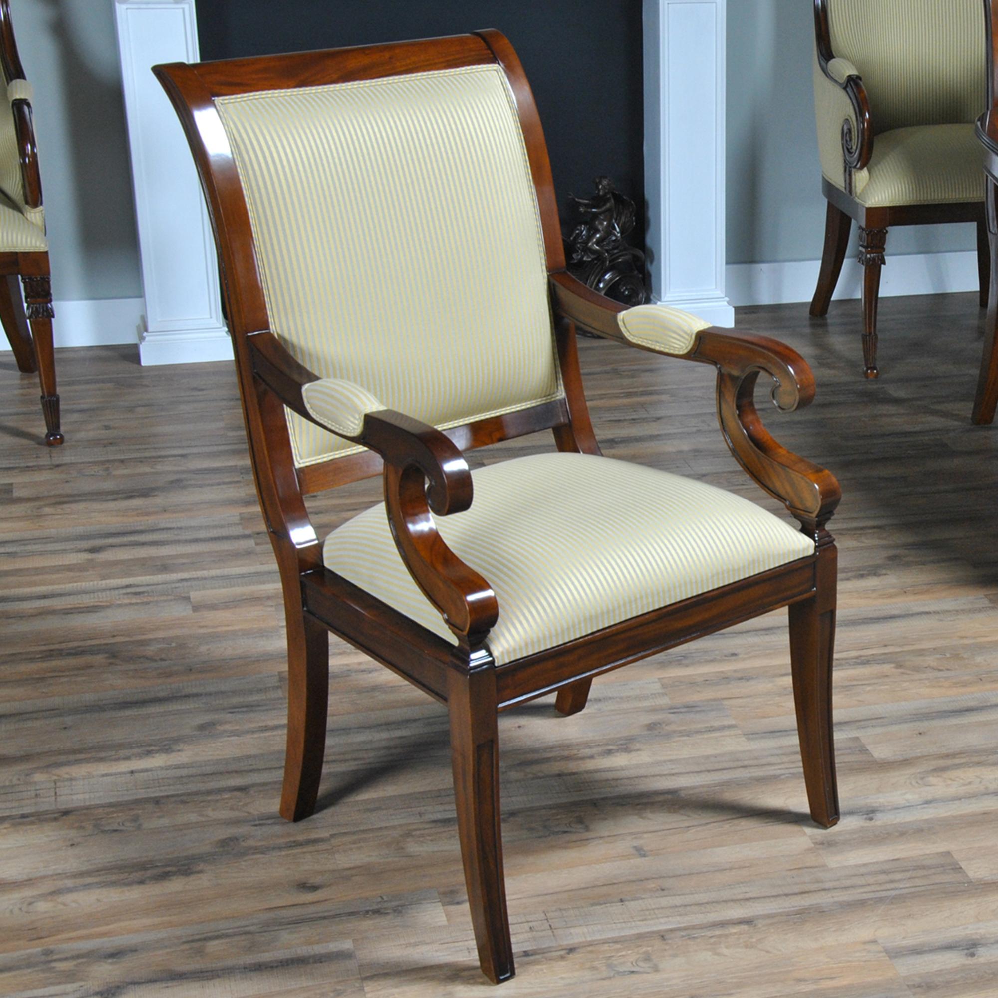 Hand-Carved Regency Upholstered Dining Chairs, Set of 10 For Sale