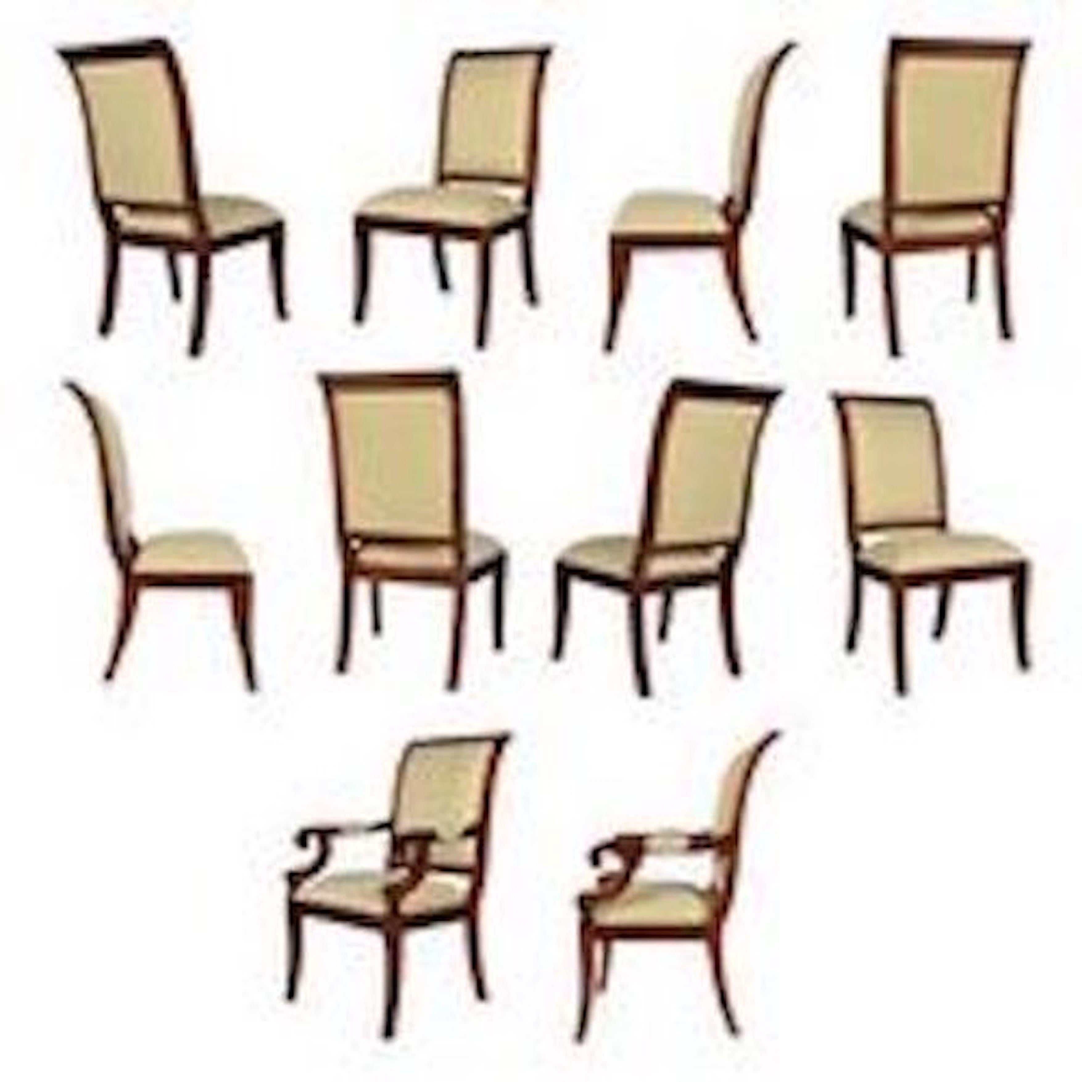 Regency Upholstered Dining Chairs, Set of 10