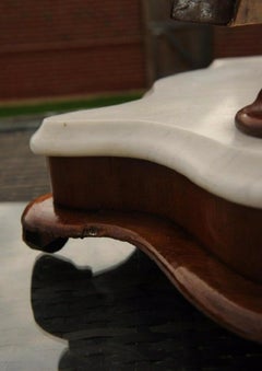 Regency Vanity Dressing Table Marble Mahogany Mirror with Barley Twist Supports.