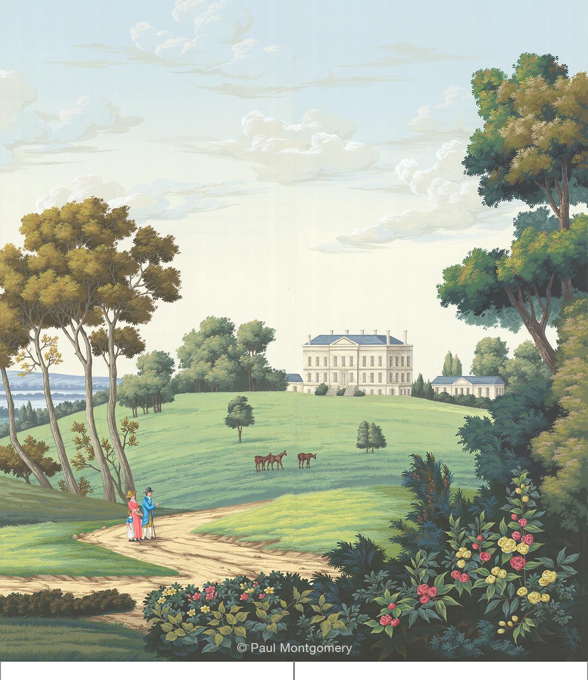 American Regency Views Hand Painted Mural
