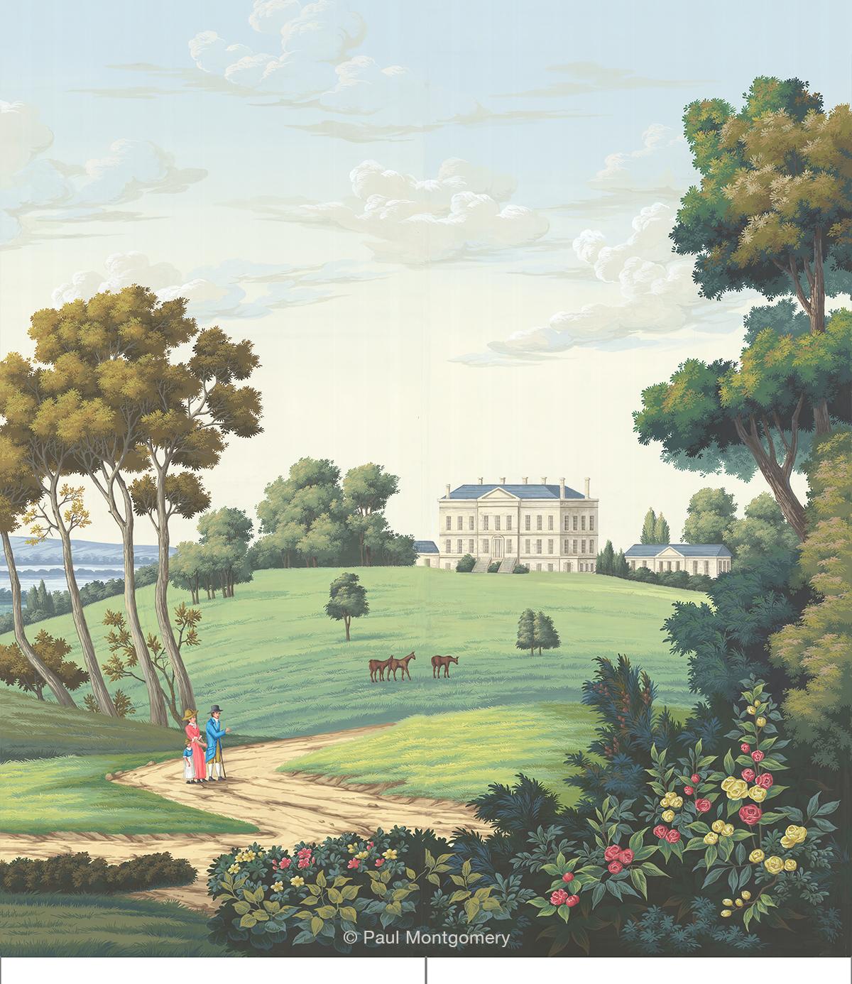 Handbemalte Regency-Wandmalerei (amerikanisch)