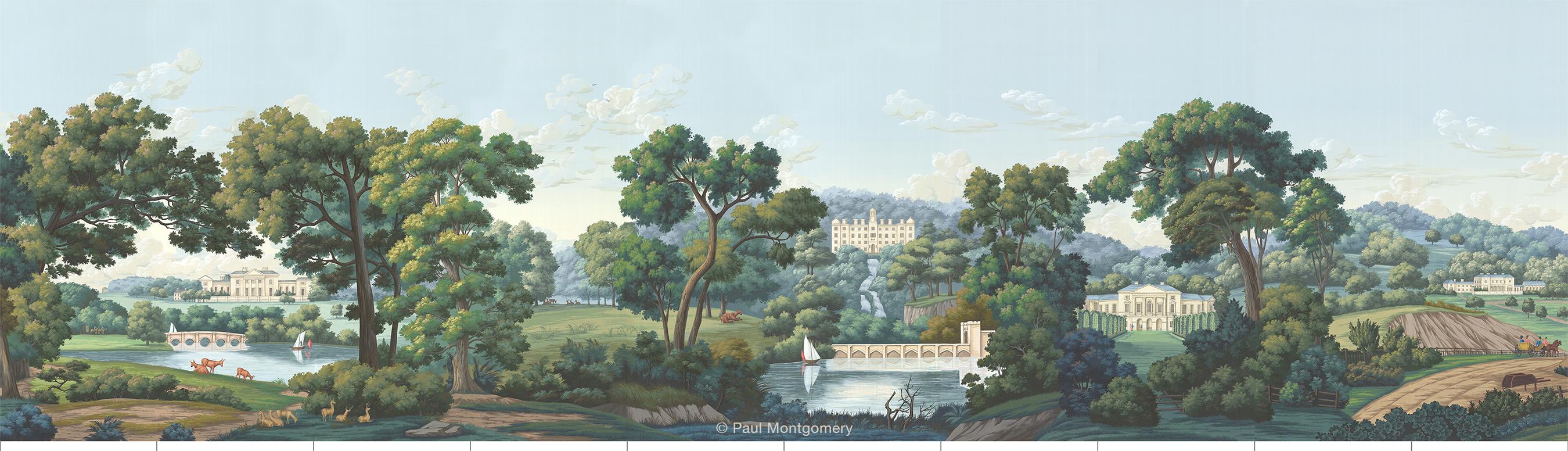 Contemporary Regency Views Hand Painted Mural