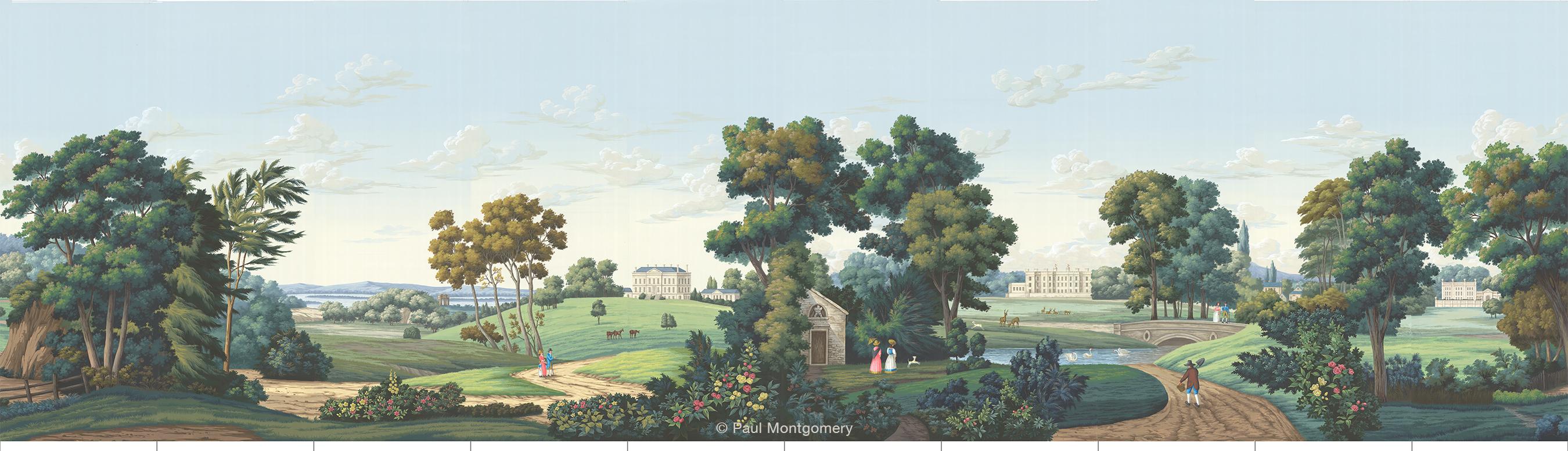 Paper Regency Views Hand Painted Mural