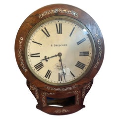 Regency Wall Clock, Rosewood with Mother of Pearl Inlay