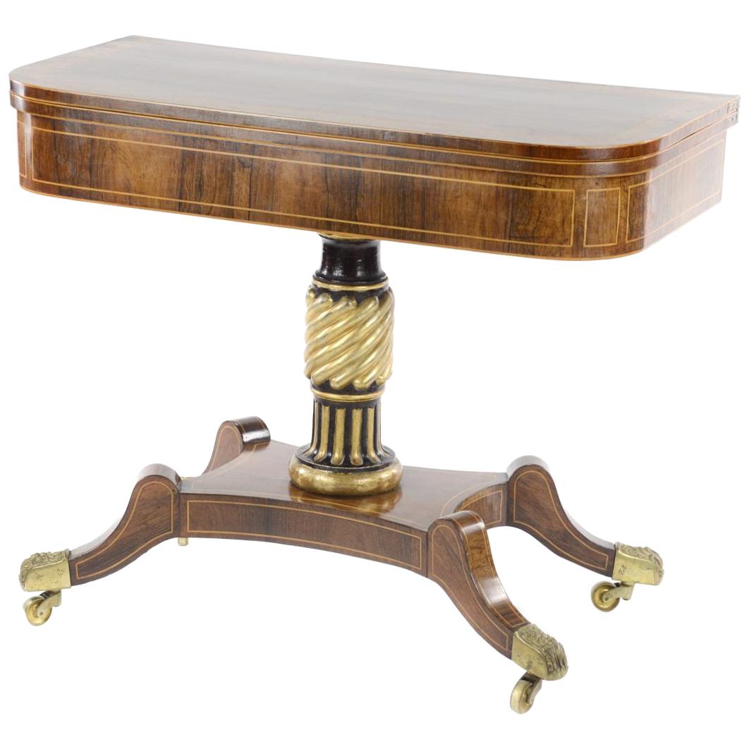 Regency Ebonized and Calamander Wood Card Table at 1stDibs