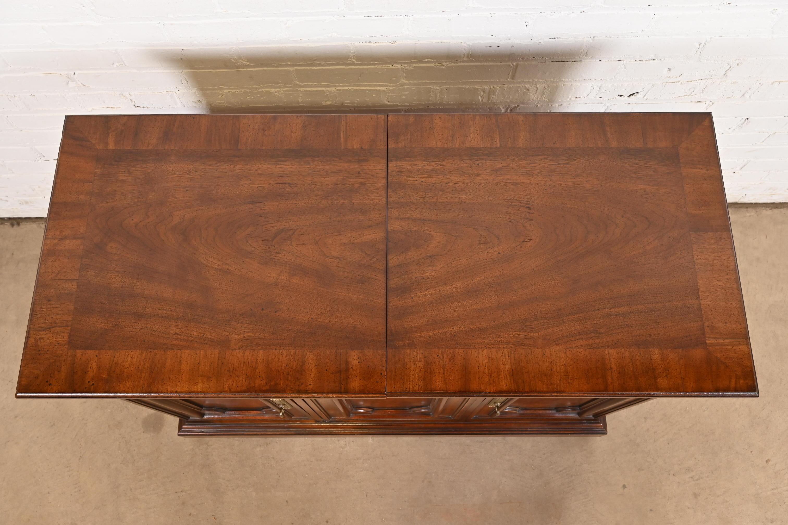 Regency Walnut Expanding Top Buffet Server or Bar Cabinet by Mount Airy For Sale 4