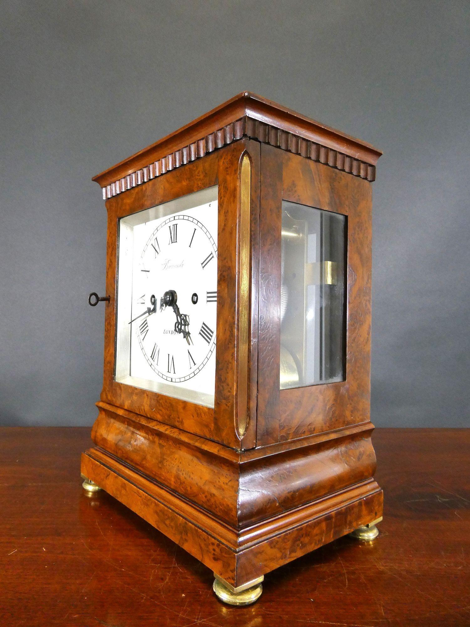 Early 19th Century Regency Walnut Library Bracket Clock by Barrauds, London For Sale
