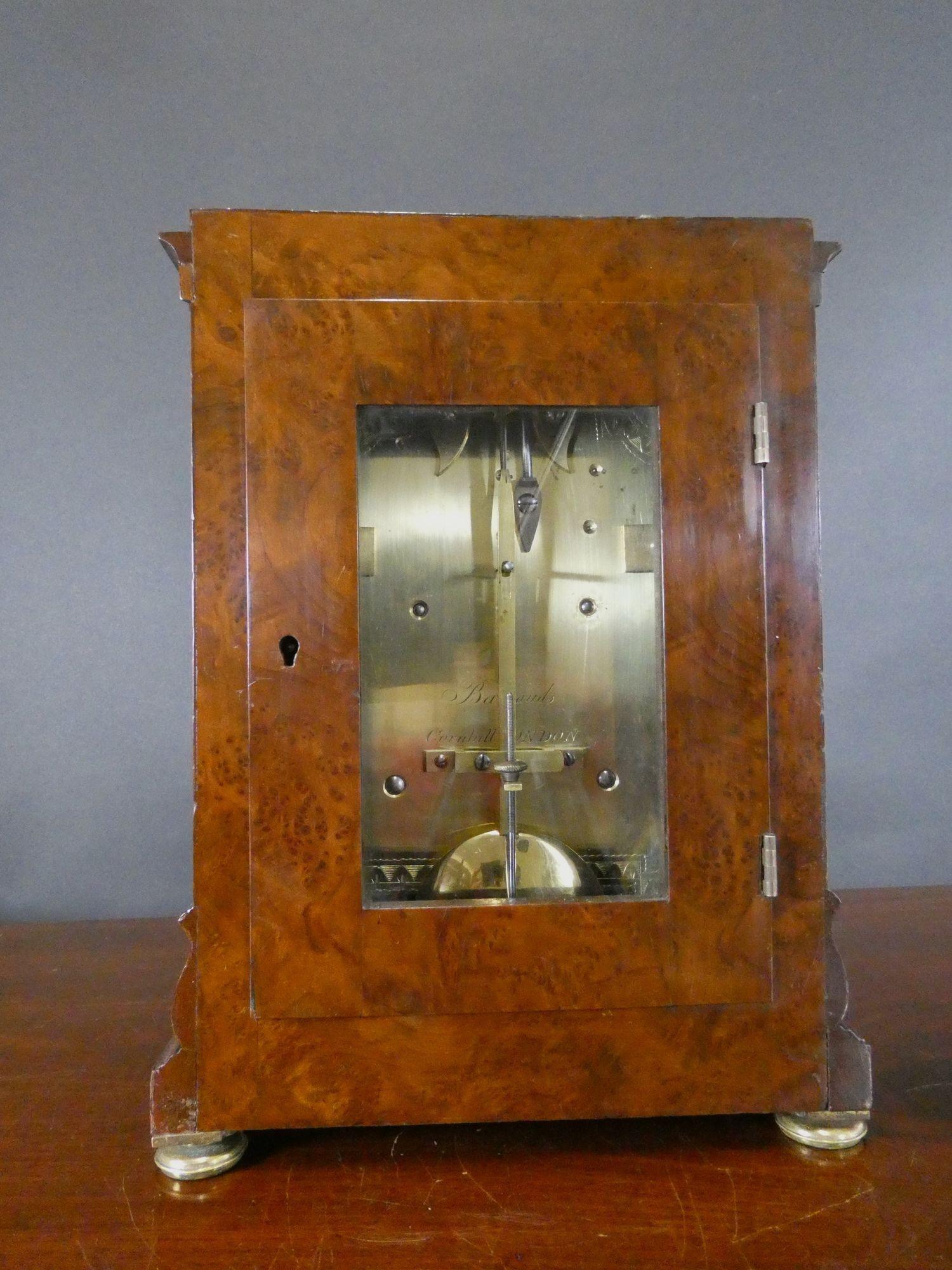 Regency Walnut Library Bracket Clock by Barrauds, London For Sale 2