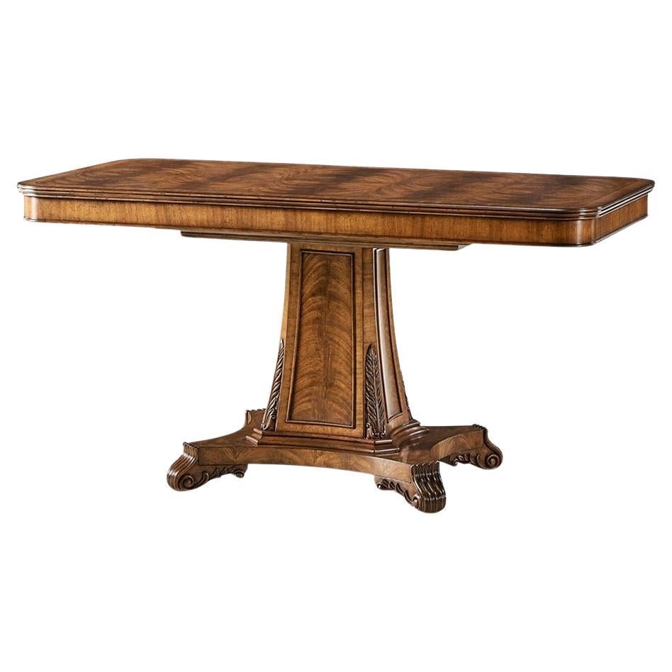 Regency Walnut Pedestal Center Table For Sale