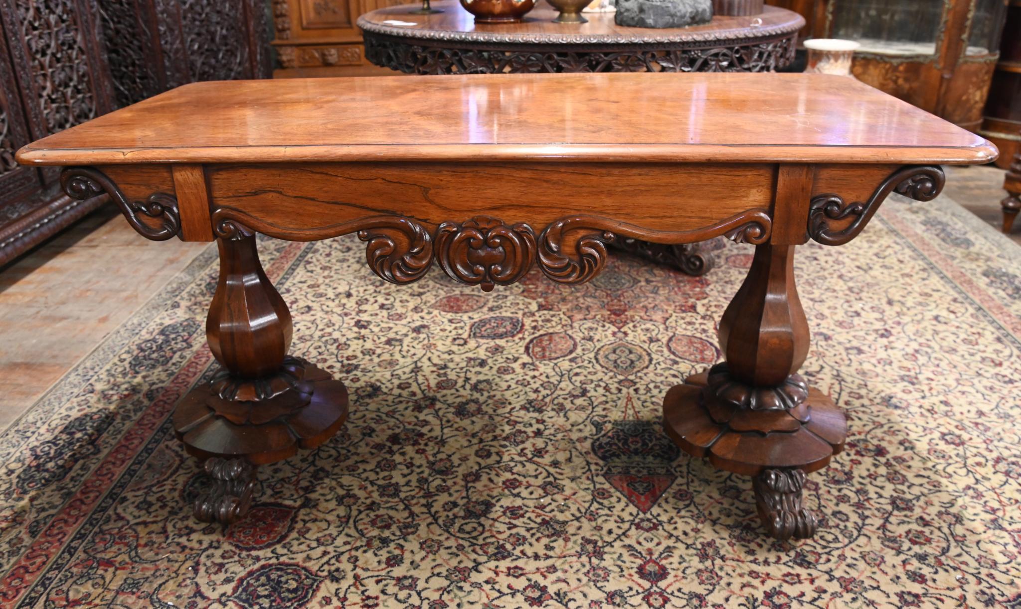 Regency Walnut Sofa Table Tulip Legs 1820 For Sale 2