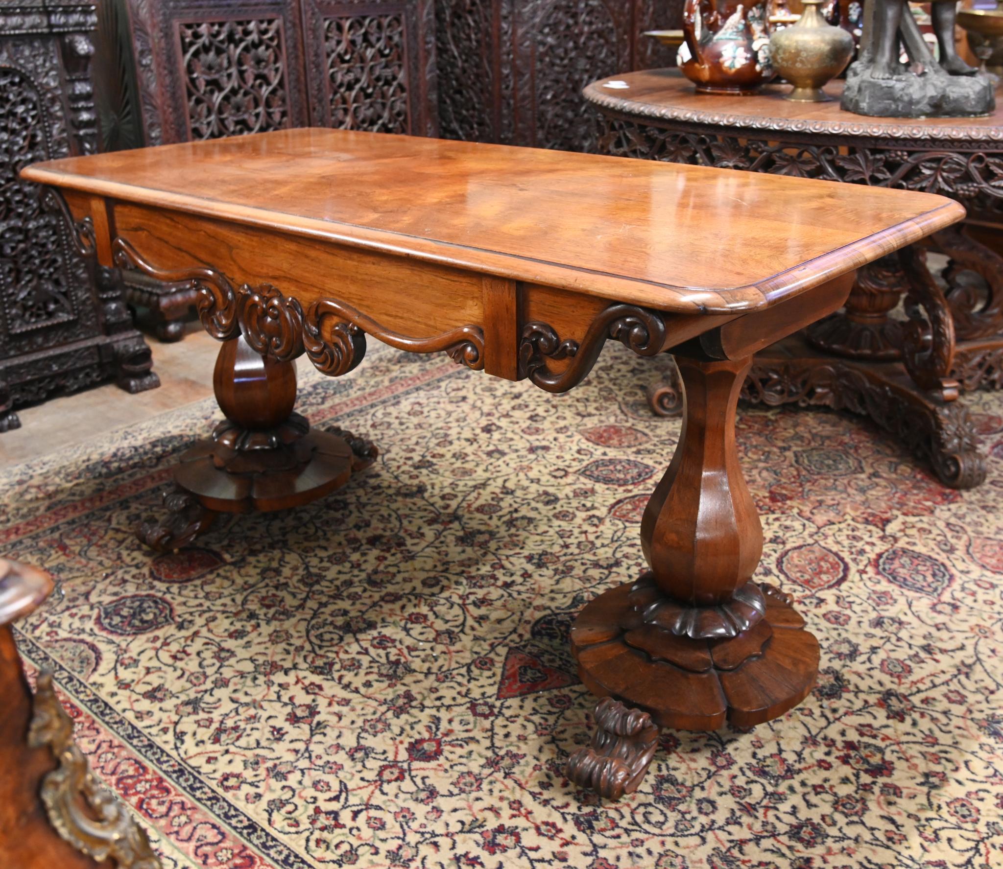 Regency Walnut Sofa Table Tulip Legs 1820 For Sale 4