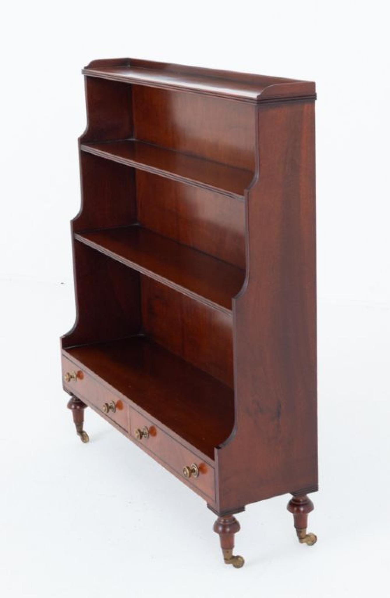 Regency Waterfall Bücherregal Offene Front Mahagoni 1900 im Zustand „Gut“ im Angebot in Potters Bar, GB