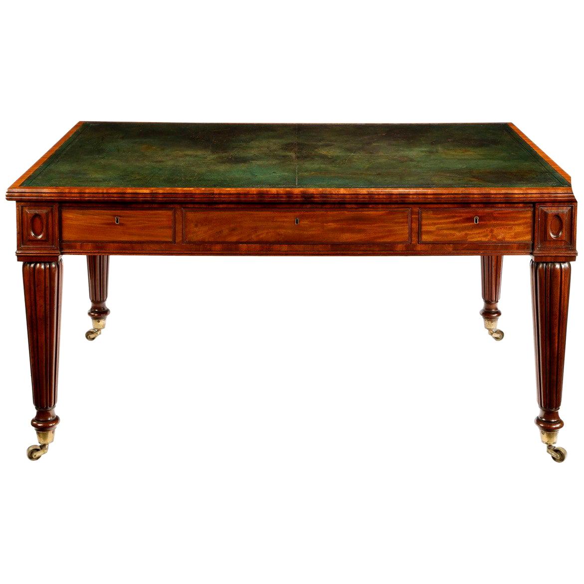 Regency Well-Figured Mahogany Writing Table For Sale
