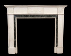 Regency White Marble Mantel Emerald Green Marble Inlay