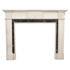 Regency White Marble Mantel Emerald Green Marble Inlay