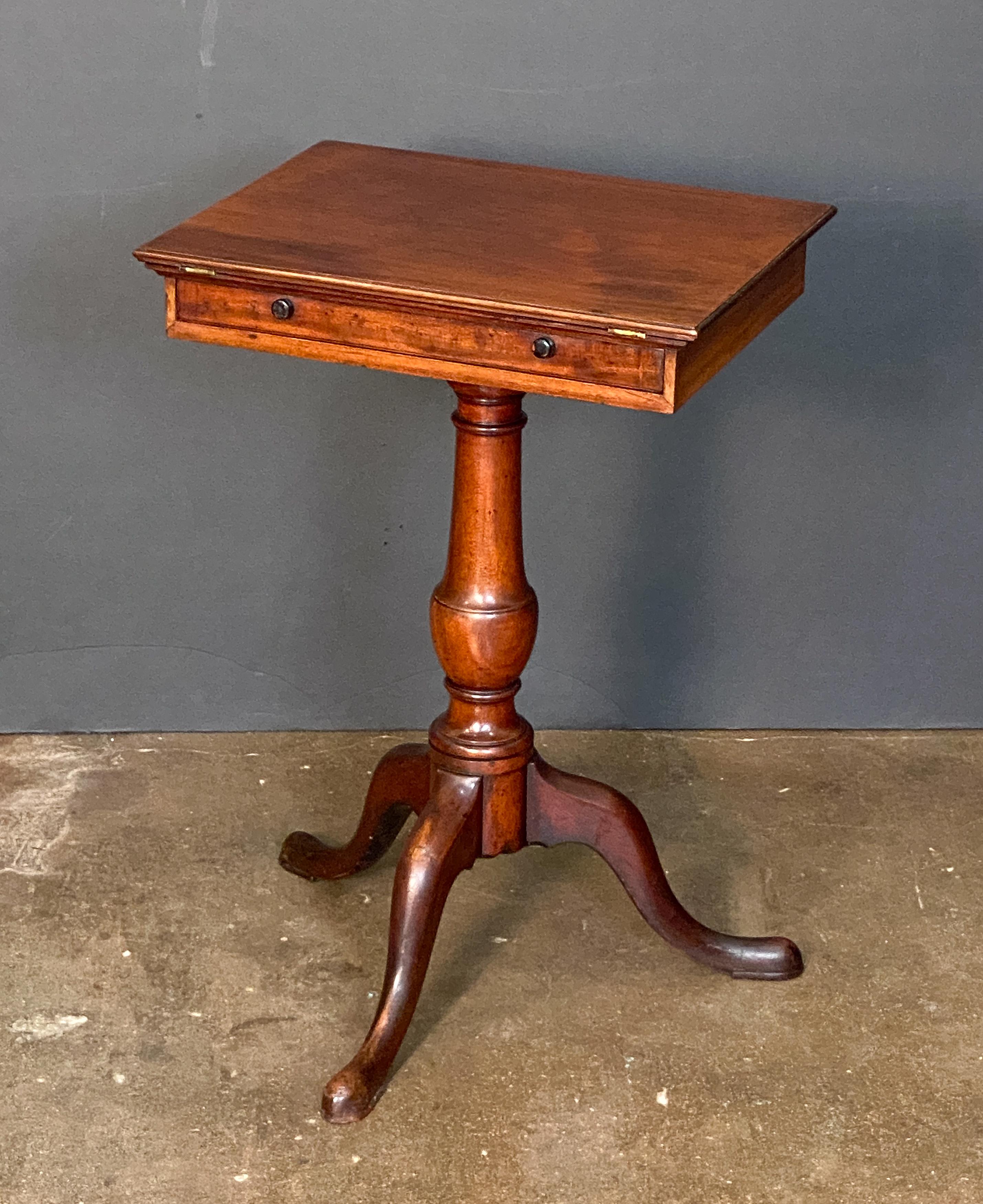 Metal Regency Writing Table or Side Table of Mahogany on Pedestal Base from England For Sale
