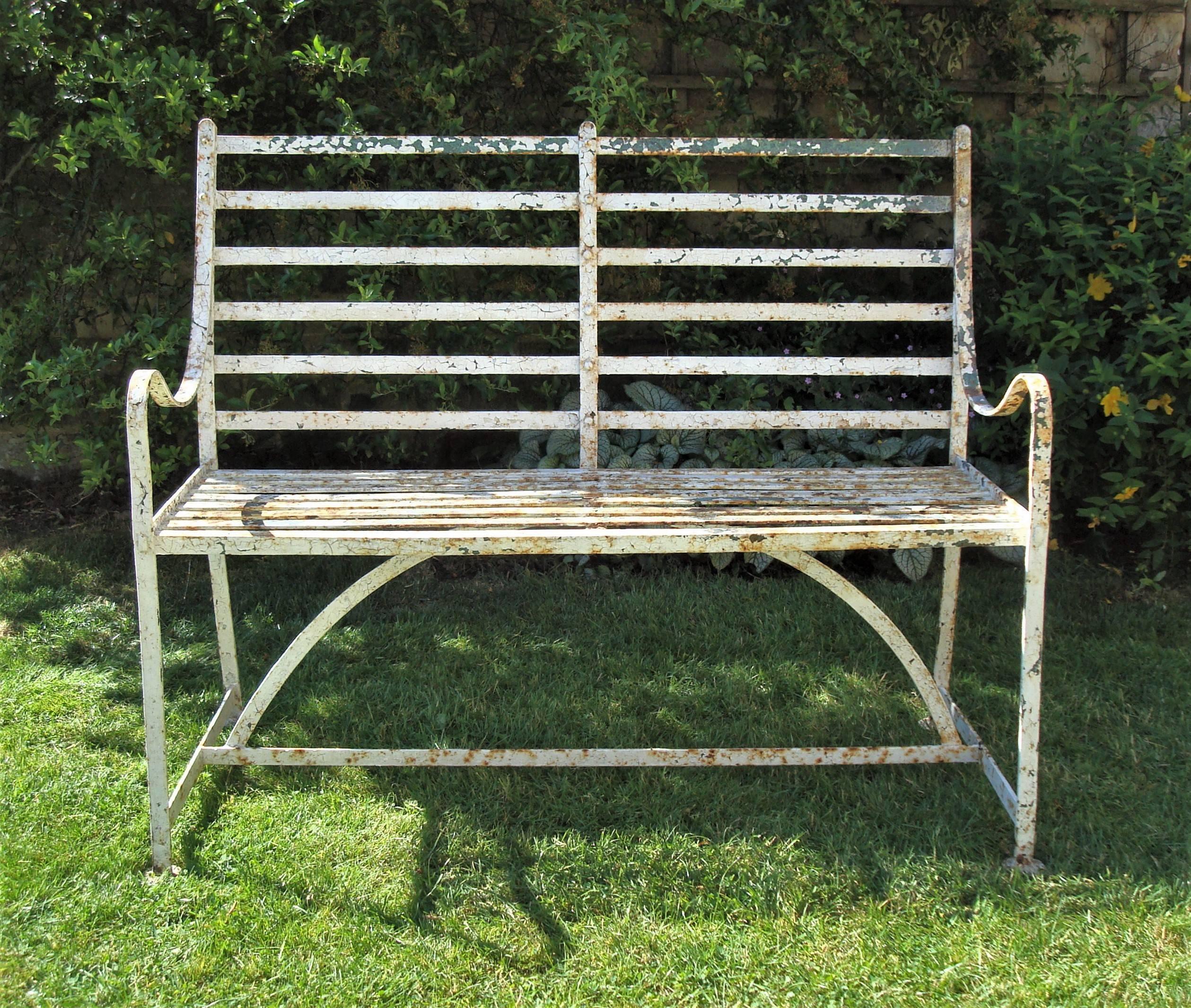English Regency Wrought Iron Garden Seat For Sale