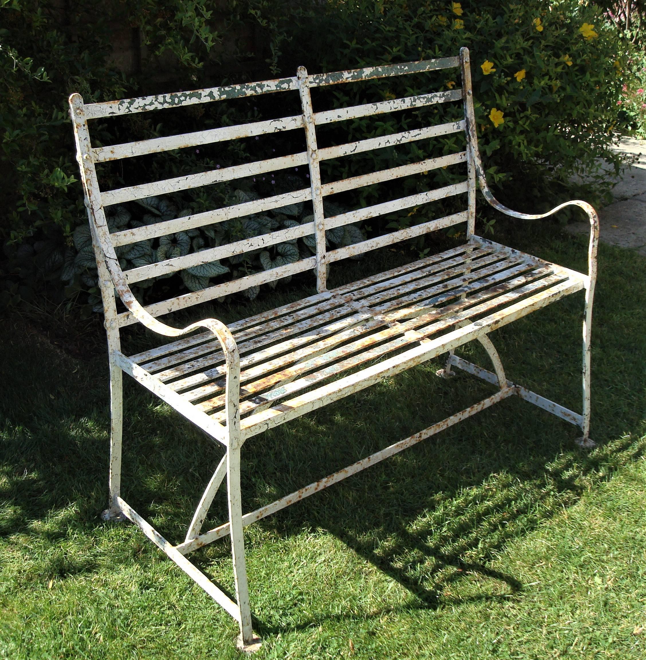 19th Century Regency Wrought Iron Garden Seat For Sale