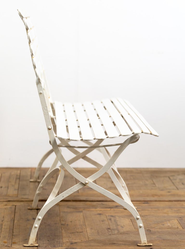 Regency Wrought Iron StrapWork Folding Bench For Sale at 1stDibs