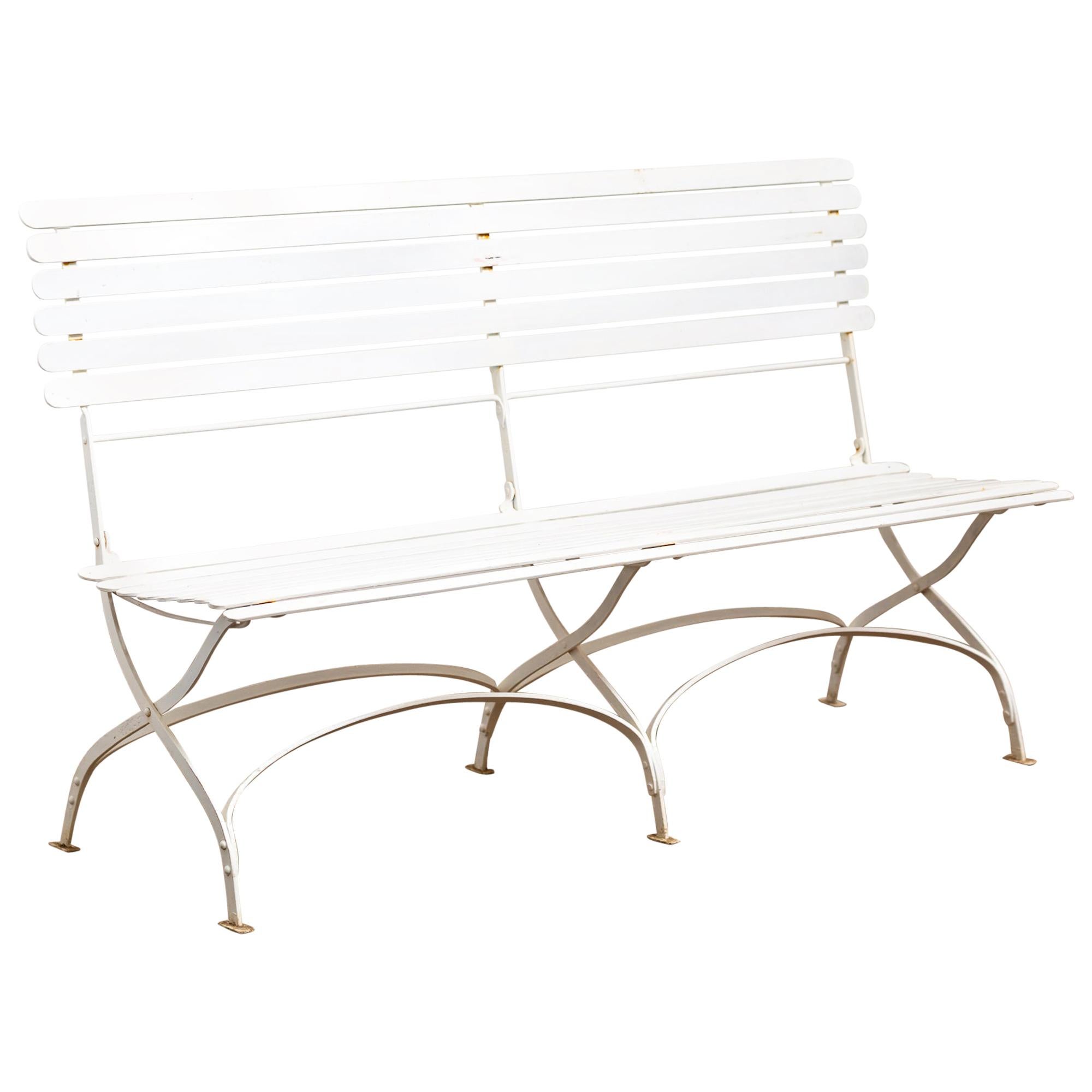 Regency Wrought Iron StrapWork Folding Bench For Sale at 1stDibs