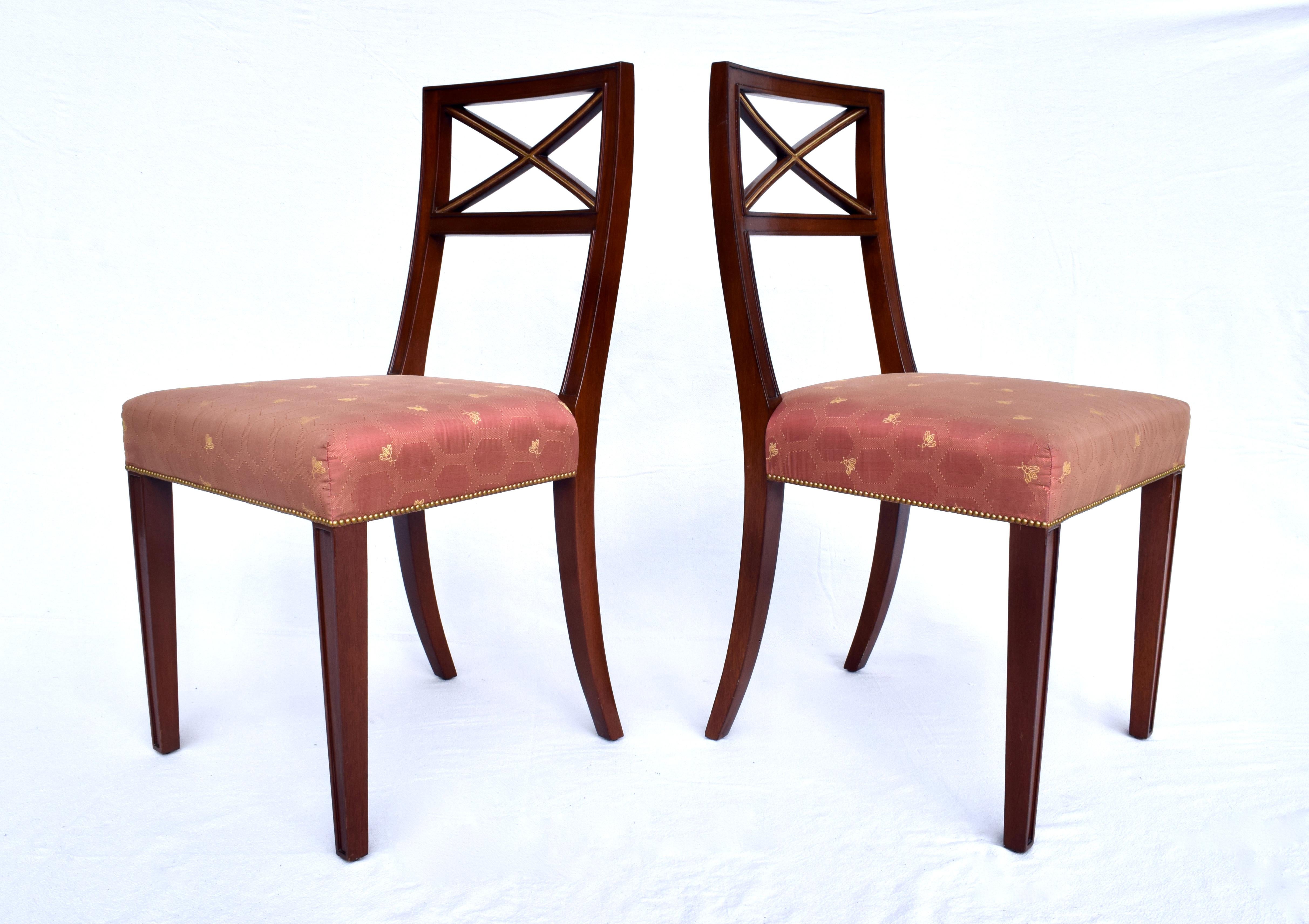 Regency x Back Dining Chairs in the Manner of Thomas Pheasant for Baker For Sale 4