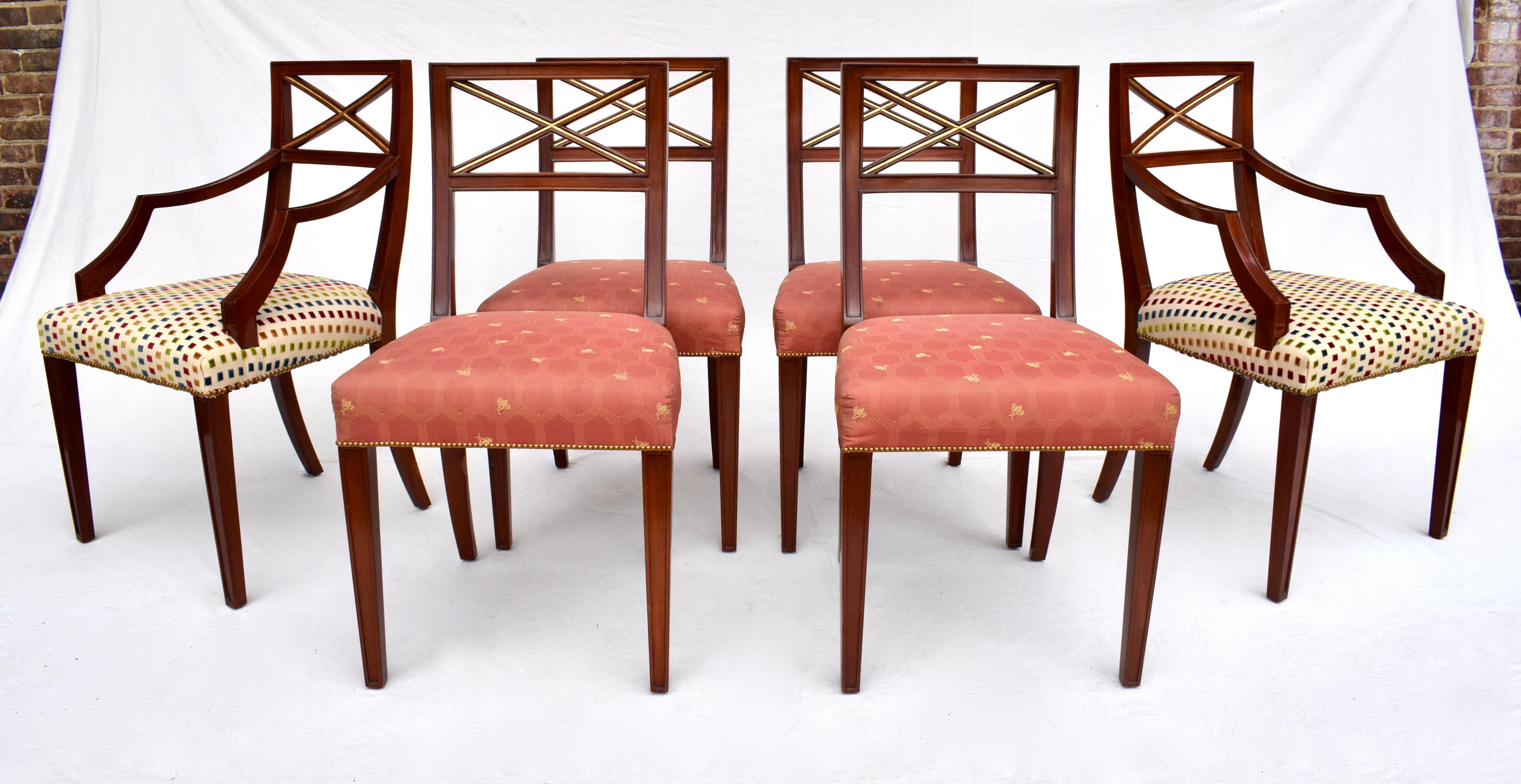 Regency x Back Dining Chairs in the Manner of Thomas Pheasant for Baker For Sale 6