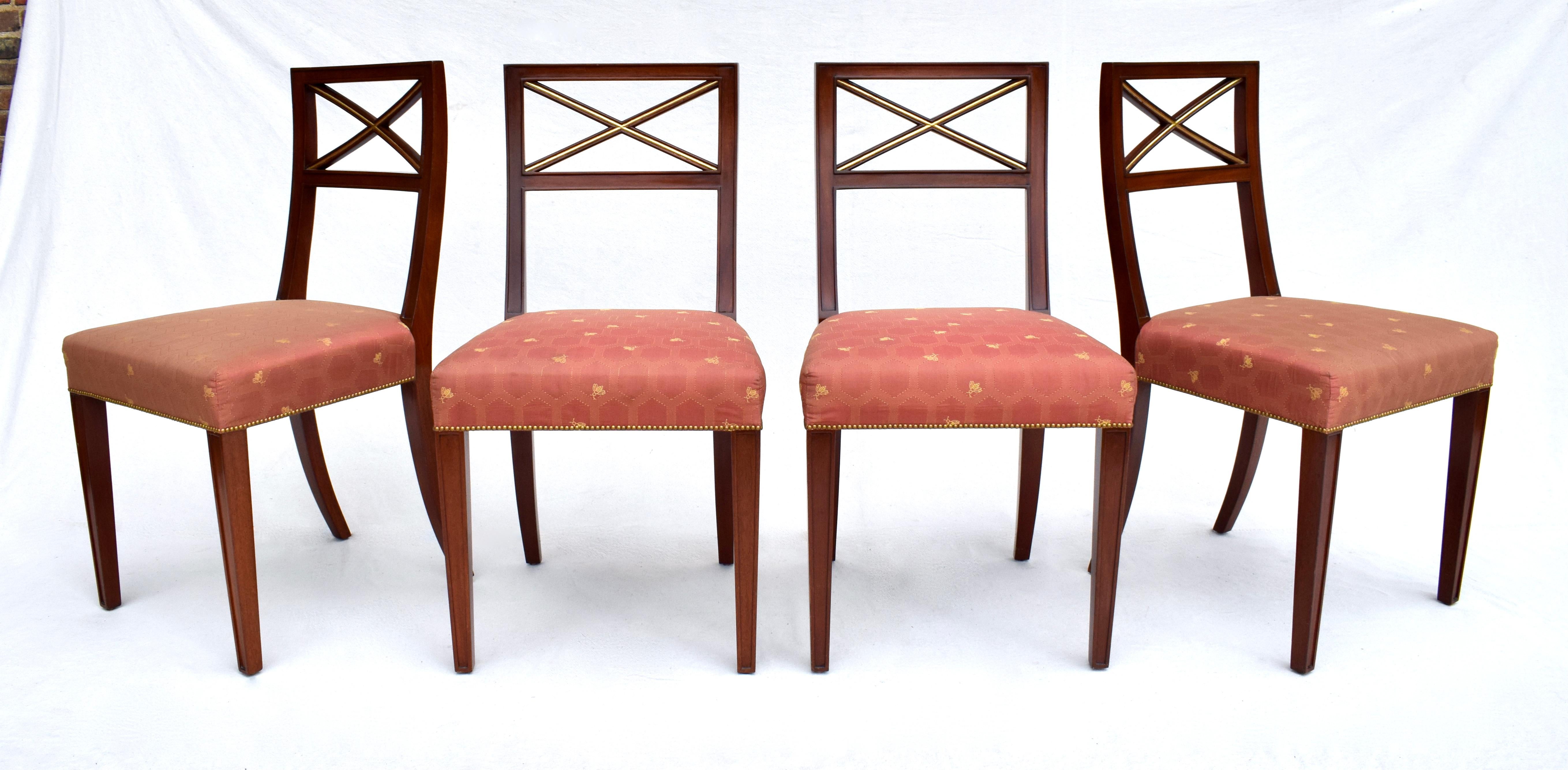 20th Century Regency x Back Dining Chairs in the Manner of Thomas Pheasant for Baker For Sale